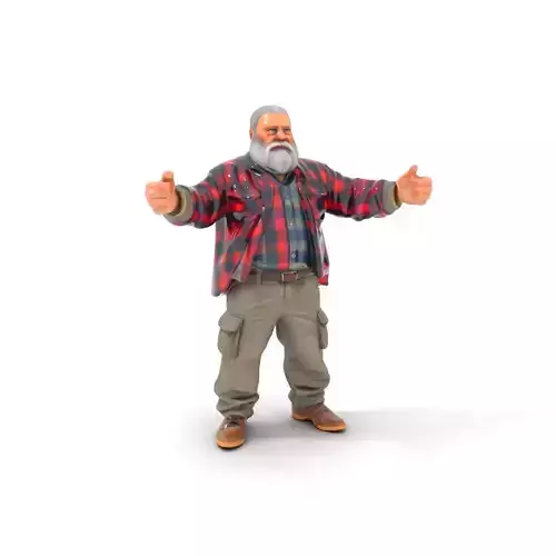 Bearded Lumberjack Character Model Rigged and Animated