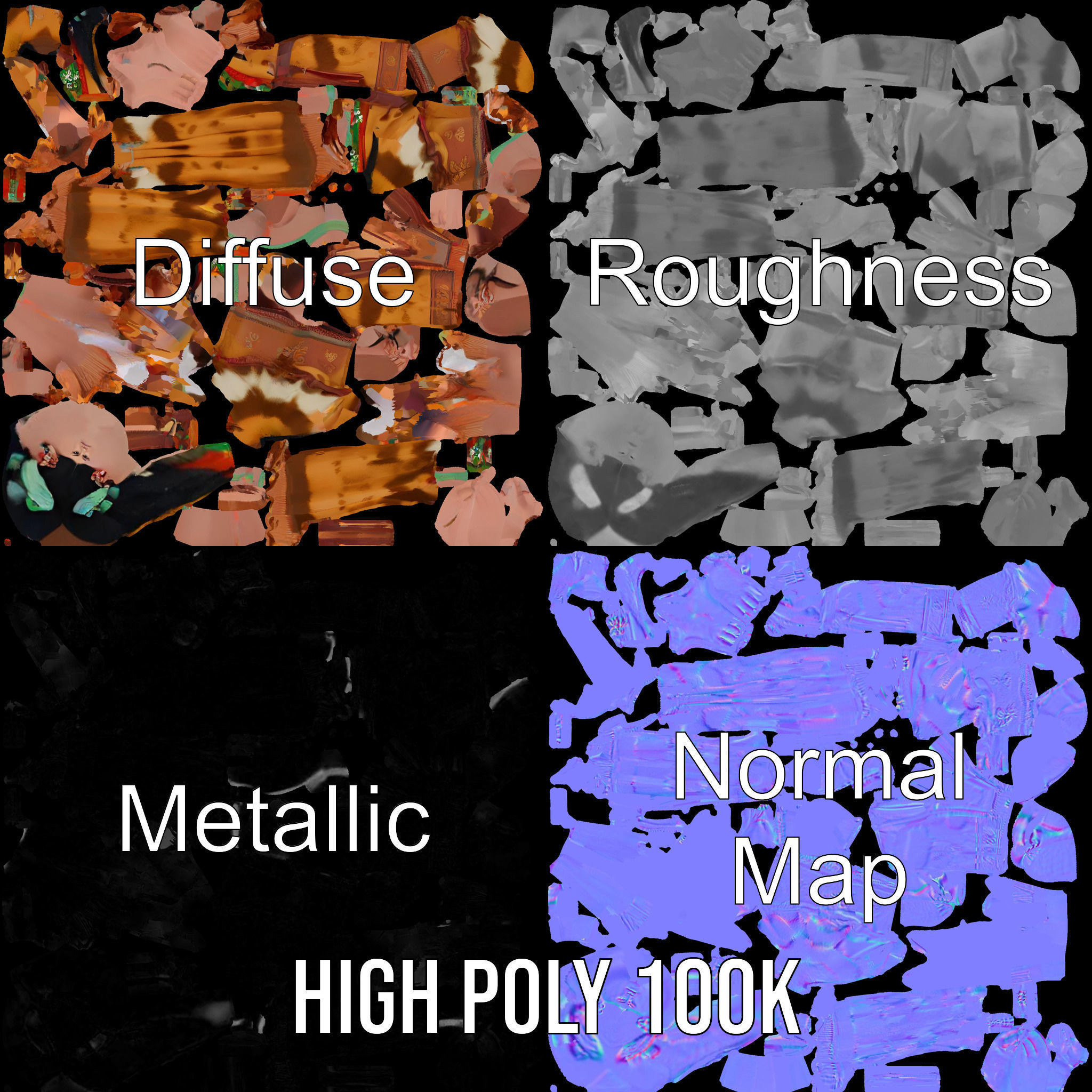 Native American Woman Character Rigged and Animated Low-poly 3D model_4