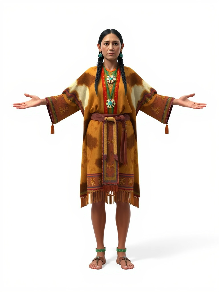 Native American Woman Character Rigged and Animated Low-poly 3D model_3
