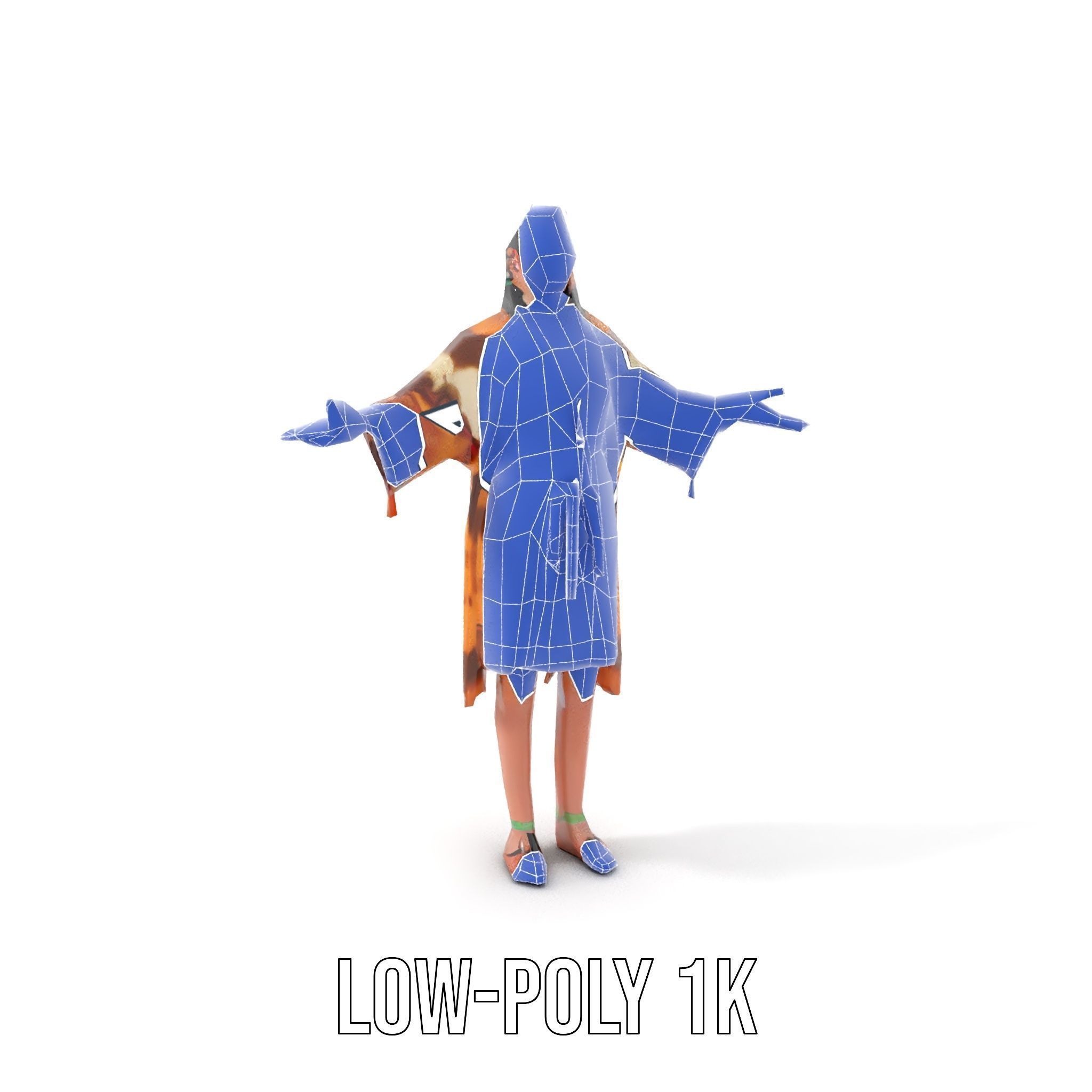 Native American Woman Character Rigged and Animated Low-poly 3D model_11