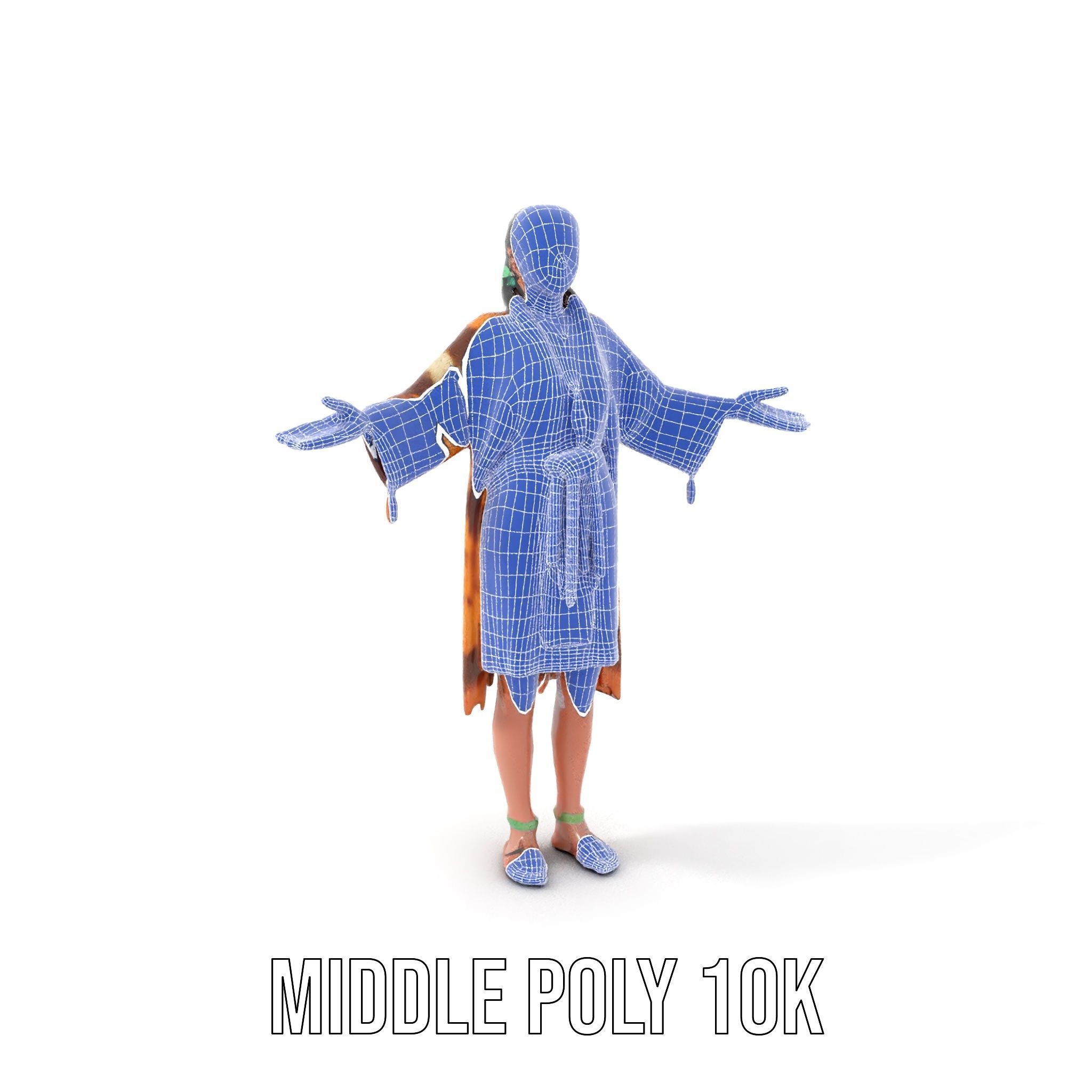 Native American Woman Character Rigged and Animated Low-poly 3D model_24