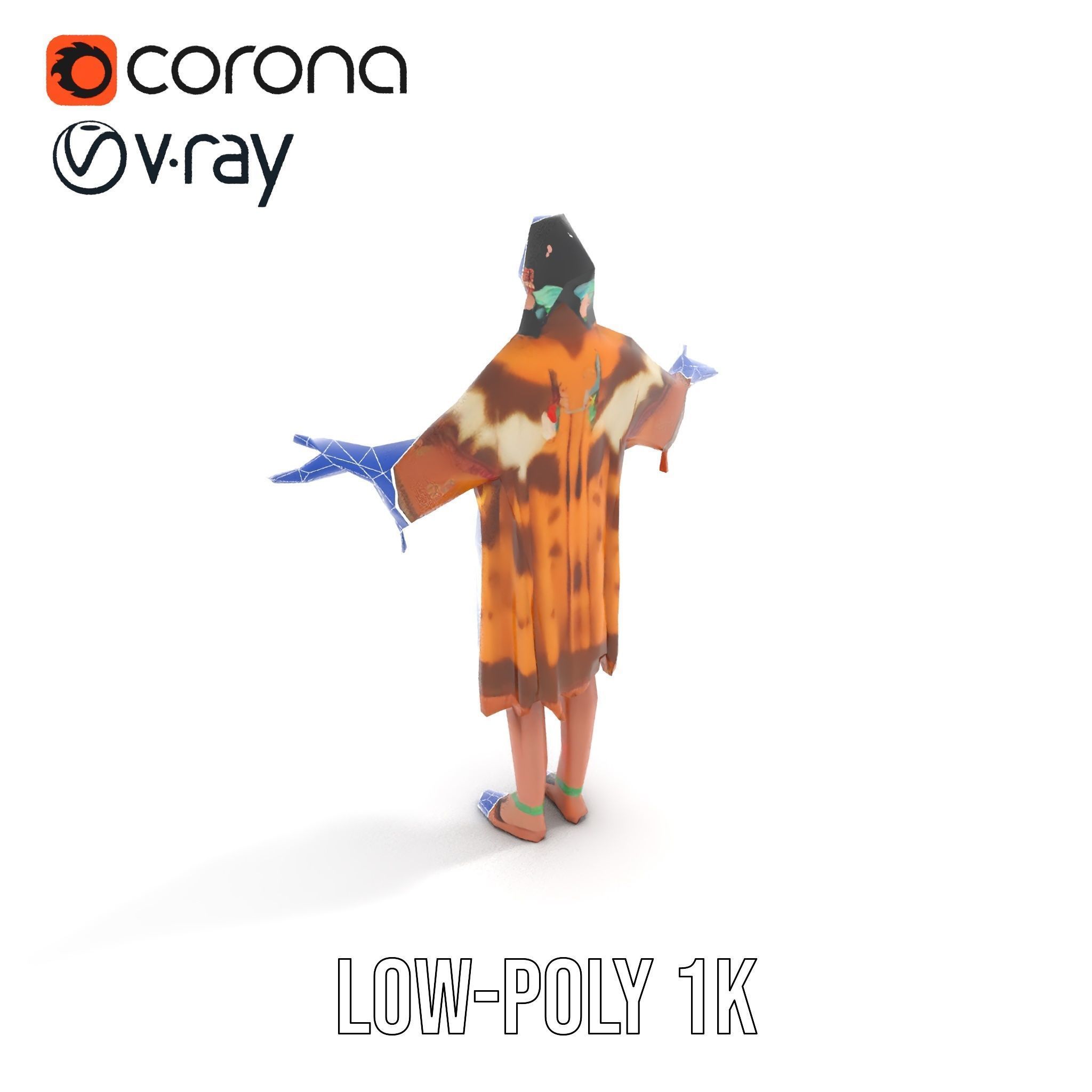 Native American Woman Character Rigged and Animated Low-poly 3D model_25