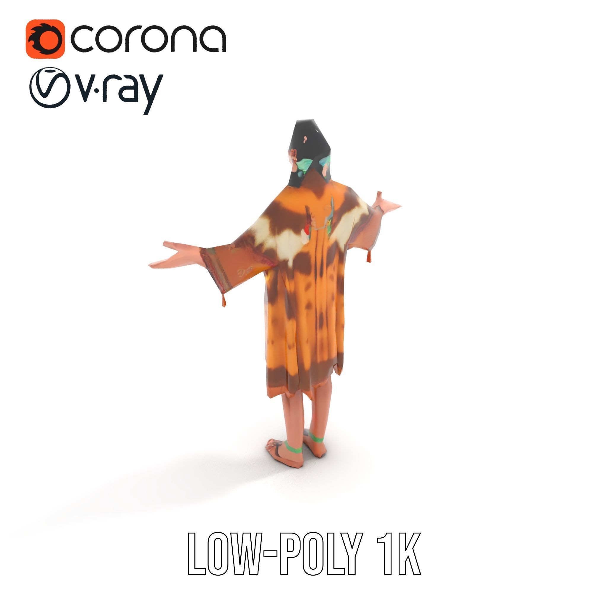 Native American Woman Character Rigged and Animated Low-poly 3D model_20