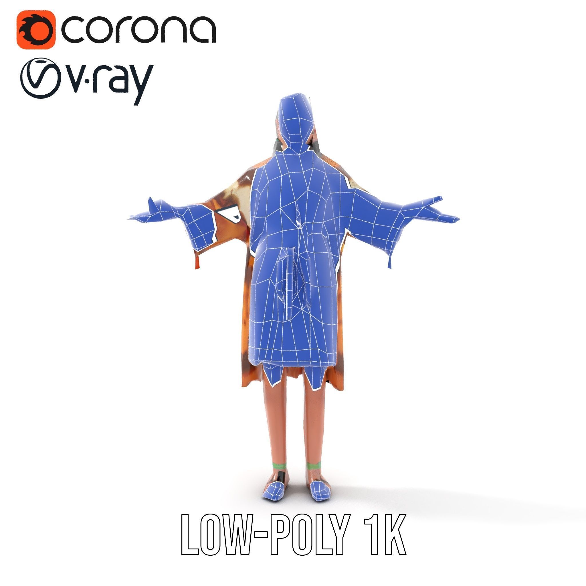 Native American Woman Character Rigged and Animated Low-poly 3D model_31