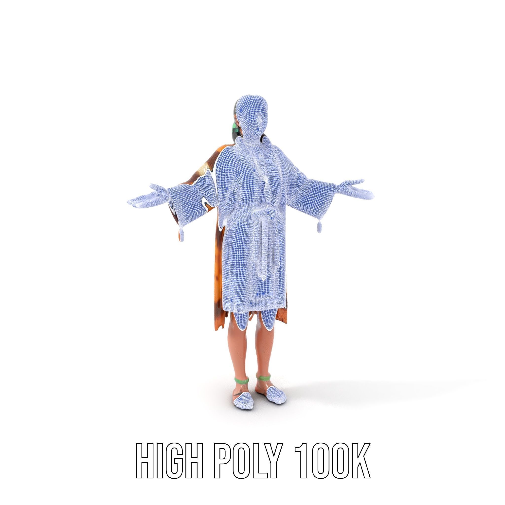 Native American Woman Character Rigged and Animated Low-poly 3D model_5