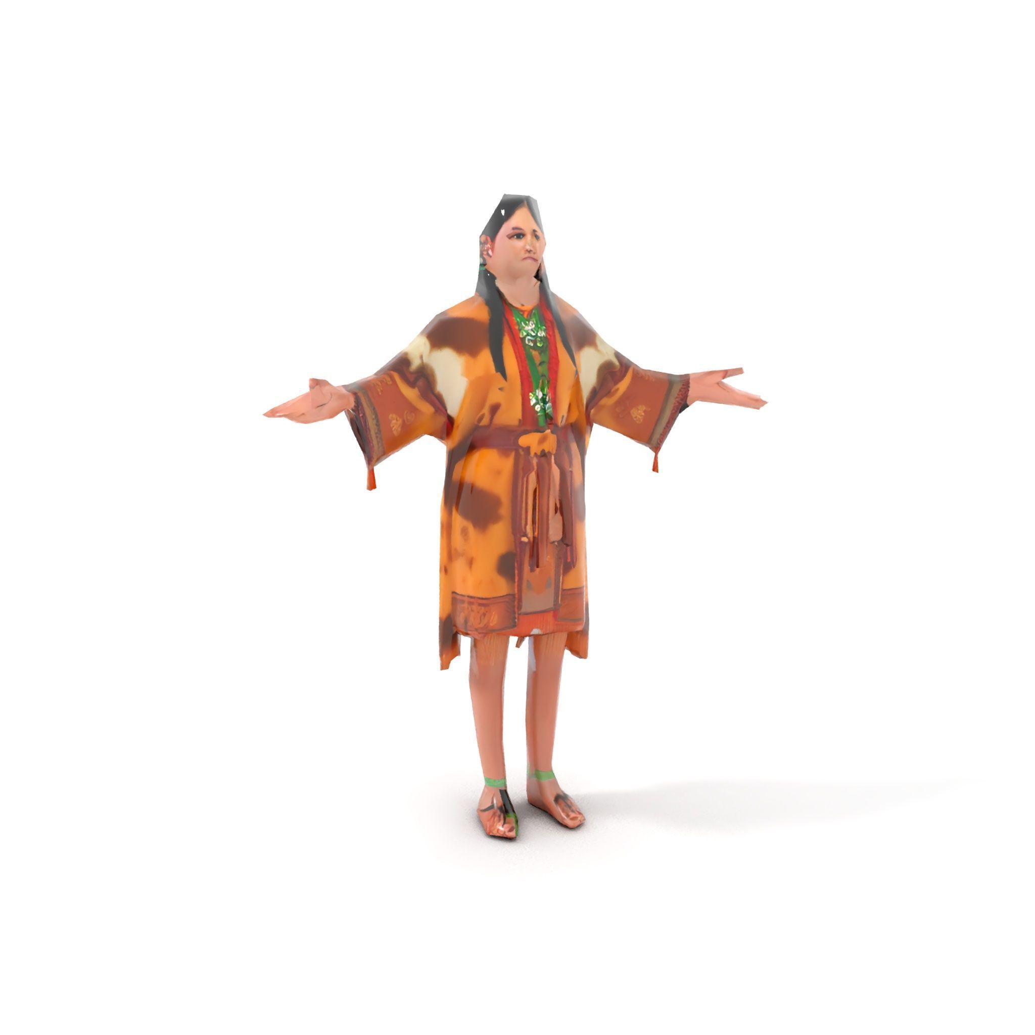 Native American Woman Character Rigged and Animated Low-poly 3D model_17