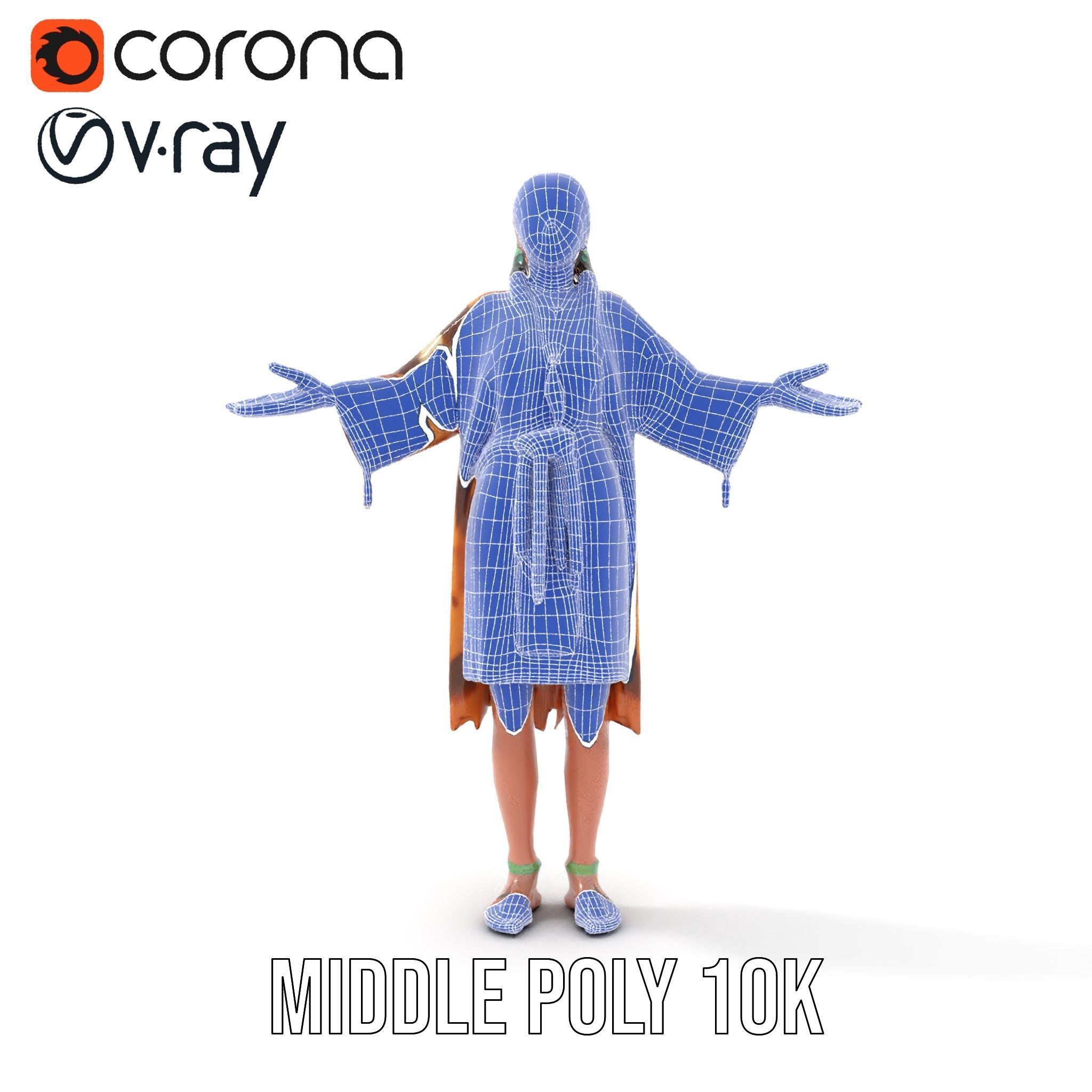 Native American Woman Character Rigged and Animated Low-poly 3D model_19