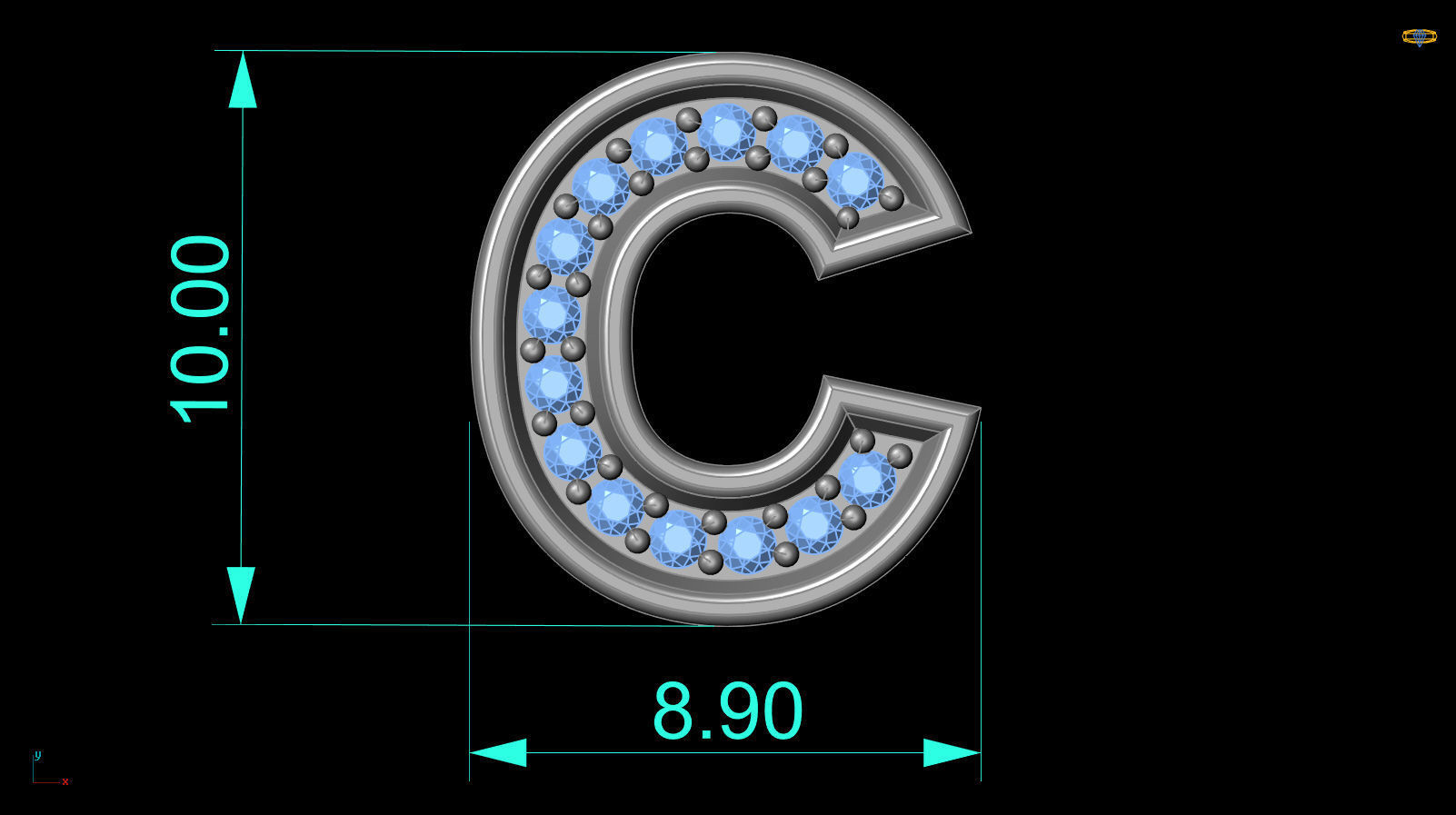 Initial Letter Pendant C 3D print model_3