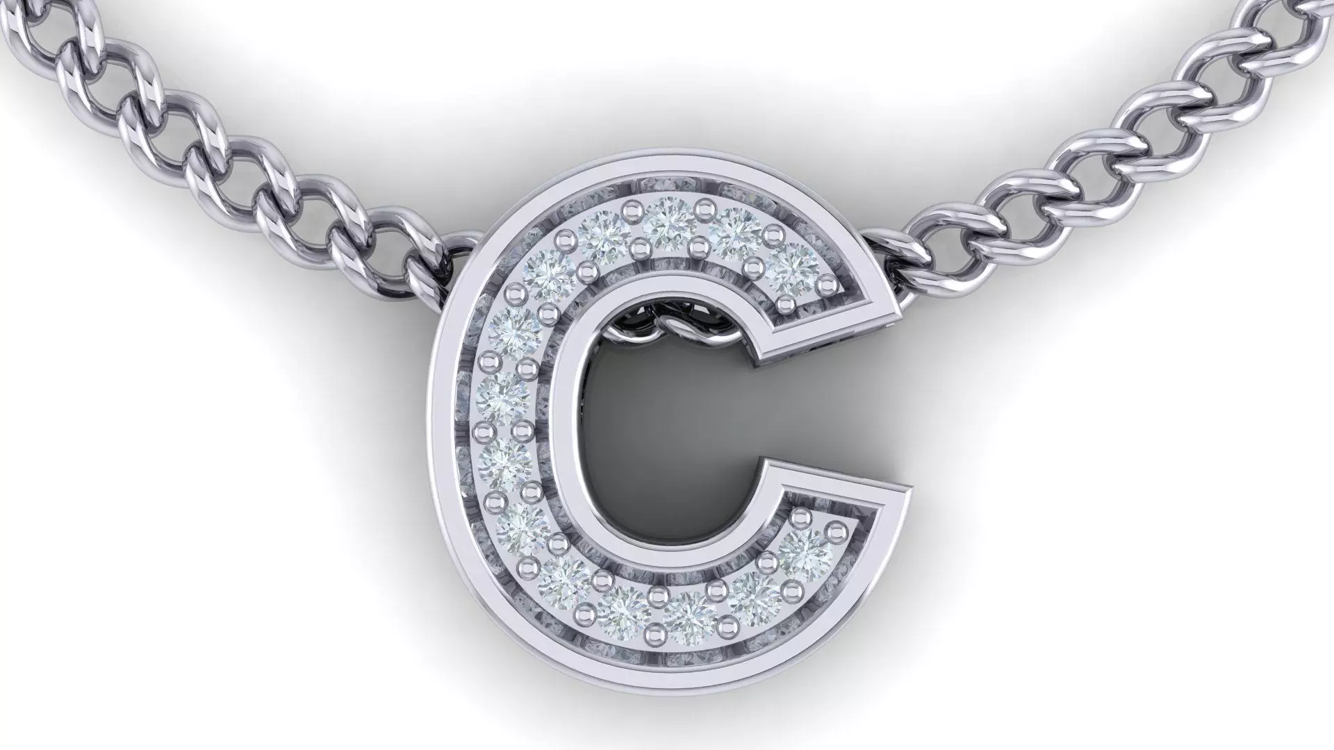 Initial Letter Pendant C 3D print model_0