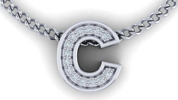Initial Letter Pendant C 3D print model