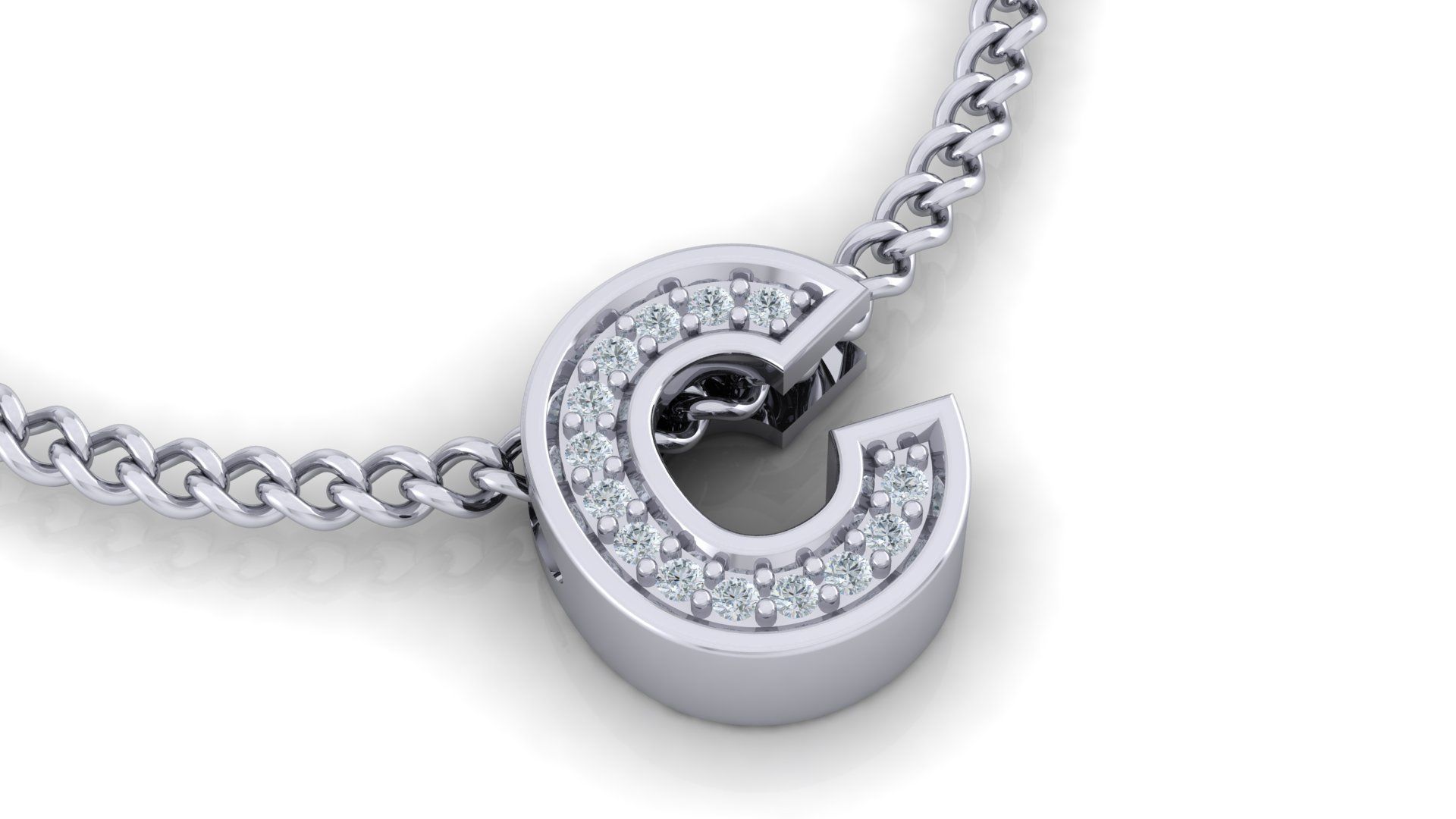 Initial Letter Pendant C 3D print model_2