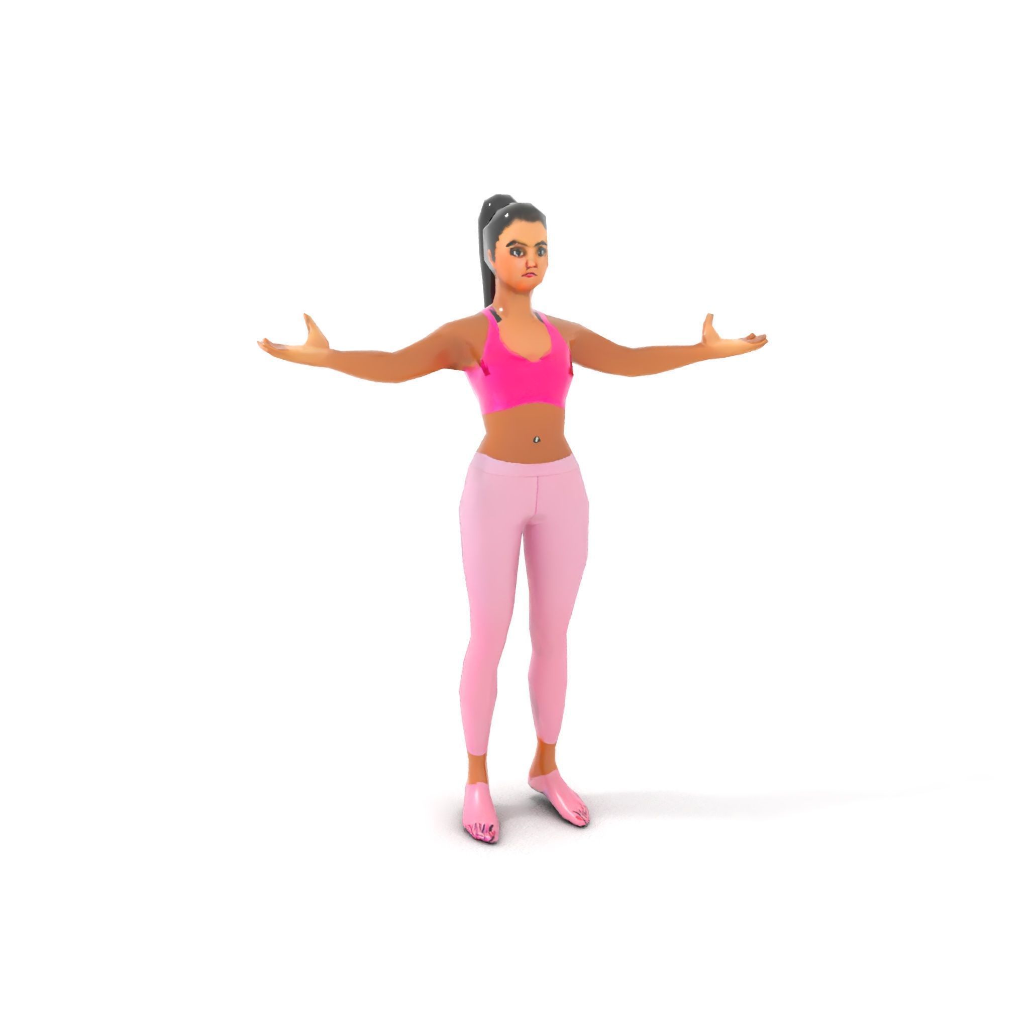 Fitness Female Character Rigged and Animated D Model Low-poly 3D model_15