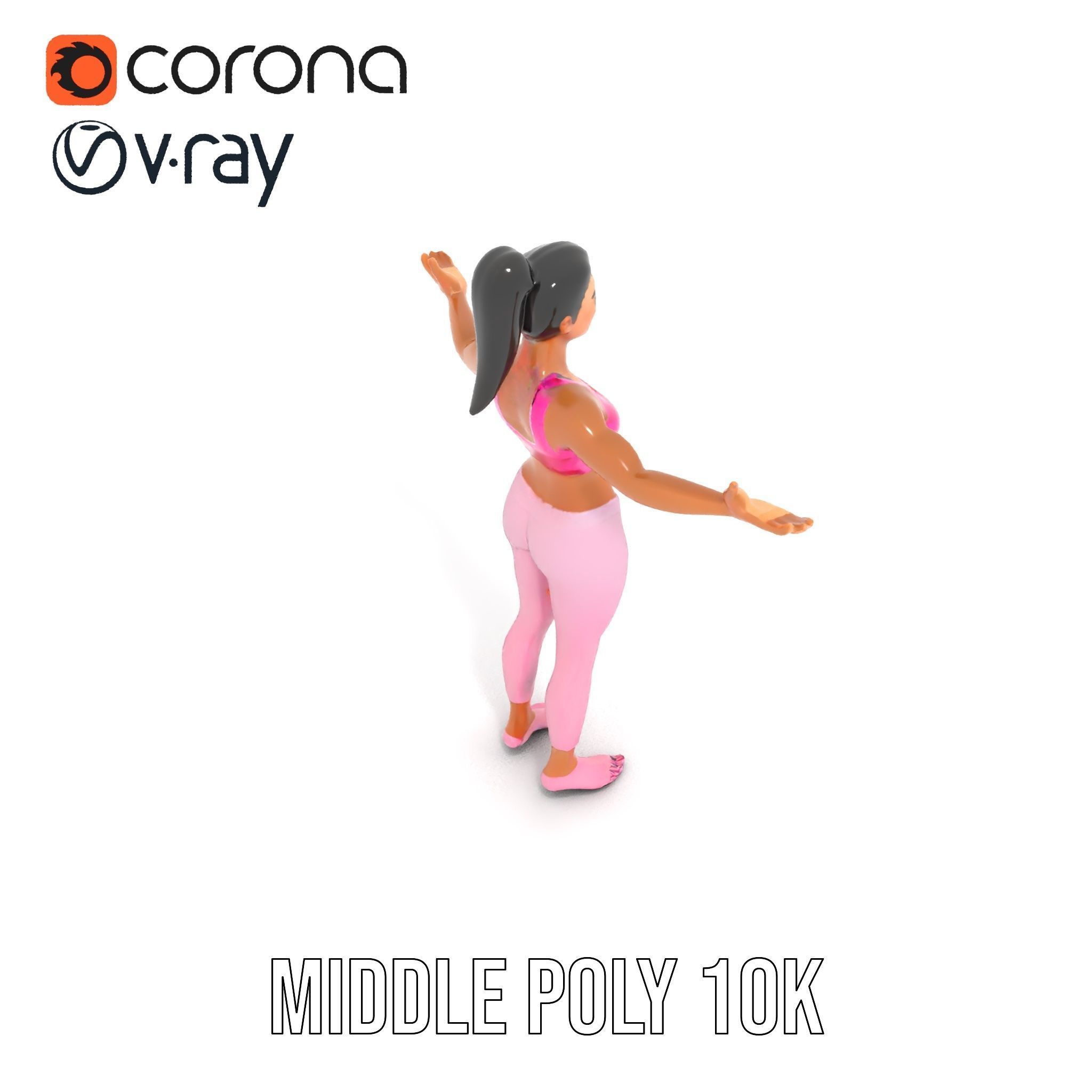 Fitness Female Character Rigged and Animated D Model Low-poly 3D model_22