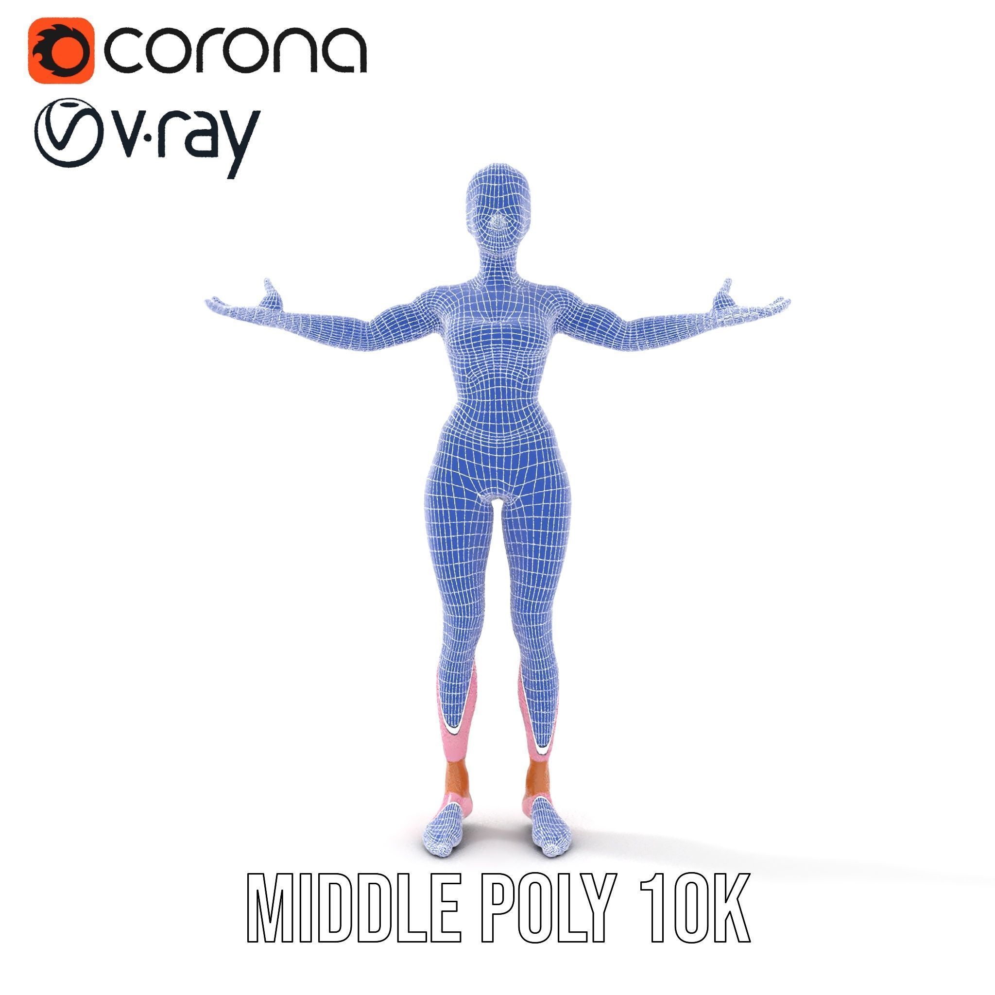 Fitness Female Character Rigged and Animated D Model Low-poly 3D model_16