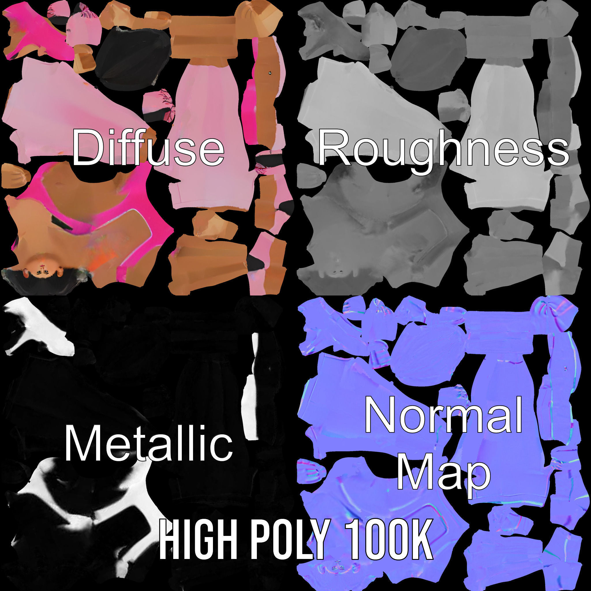 Fitness Female Character Rigged and Animated D Model Low-poly 3D model_4