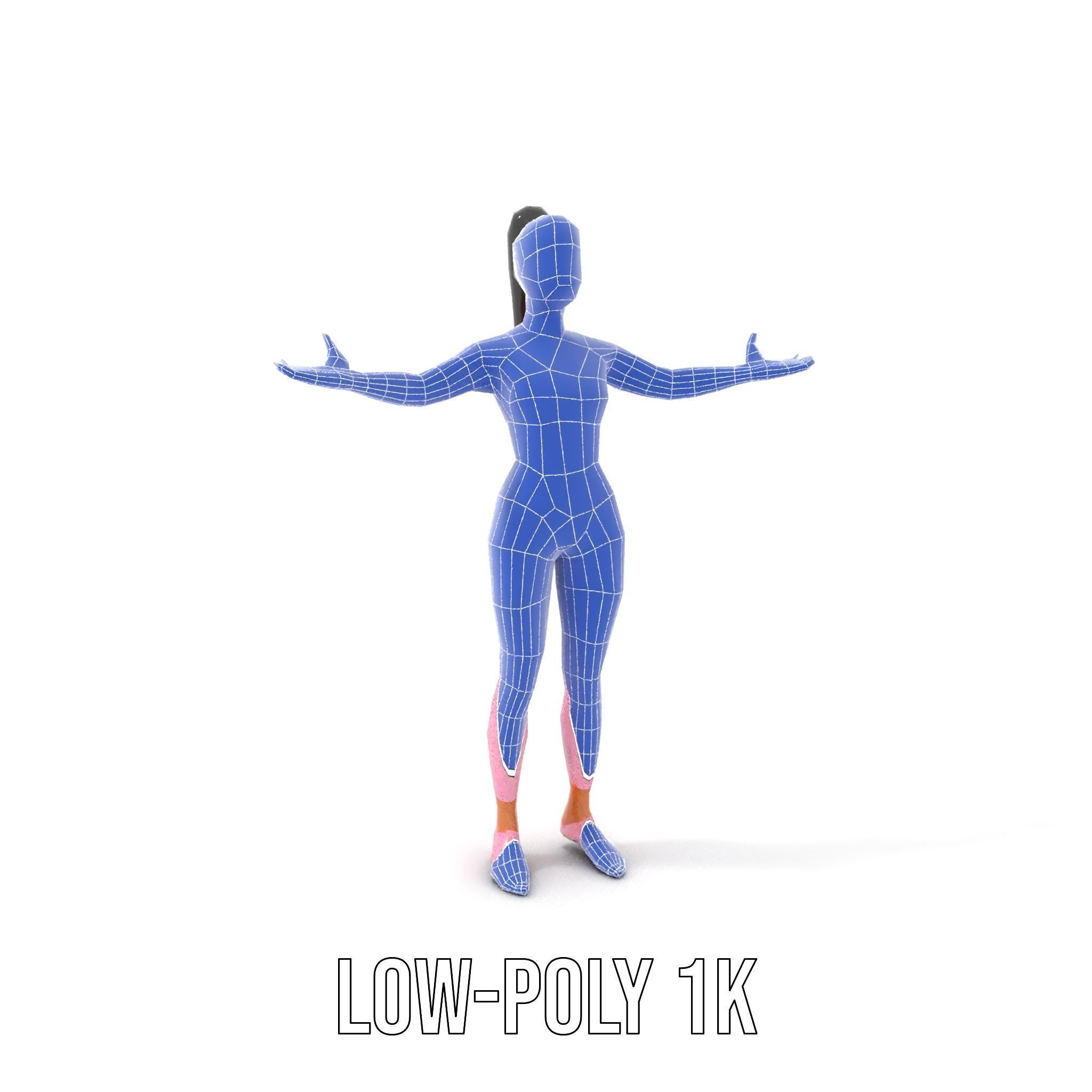 Fitness Female Character Rigged and Animated D Model Low-poly 3D model_17