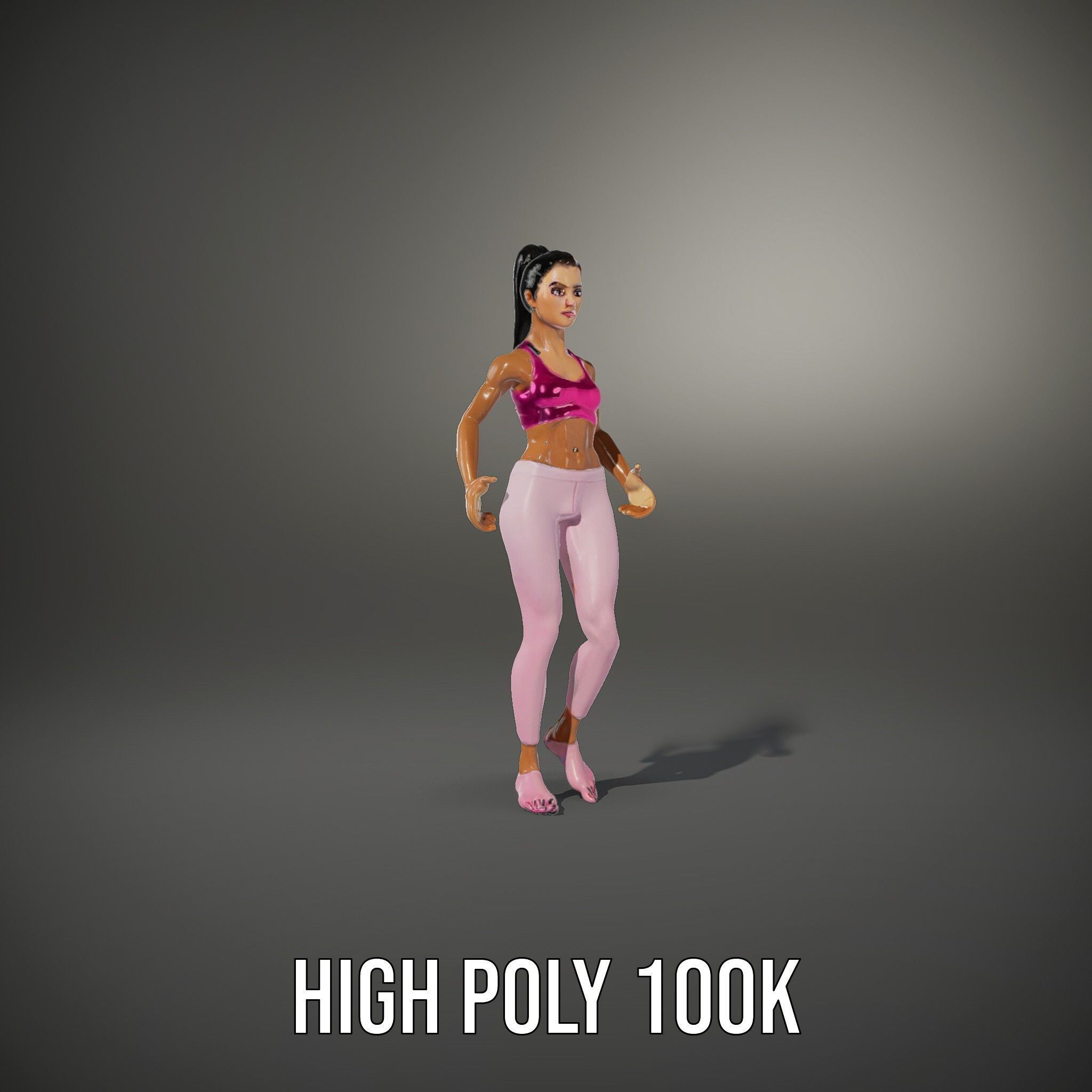 Fitness Female Character Rigged and Animated D Model Low-poly 3D model_13