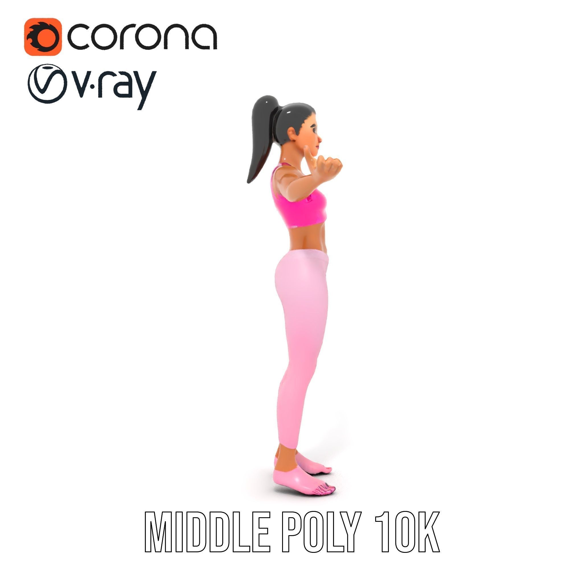 Fitness Female Character Rigged and Animated D Model Low-poly 3D model_19