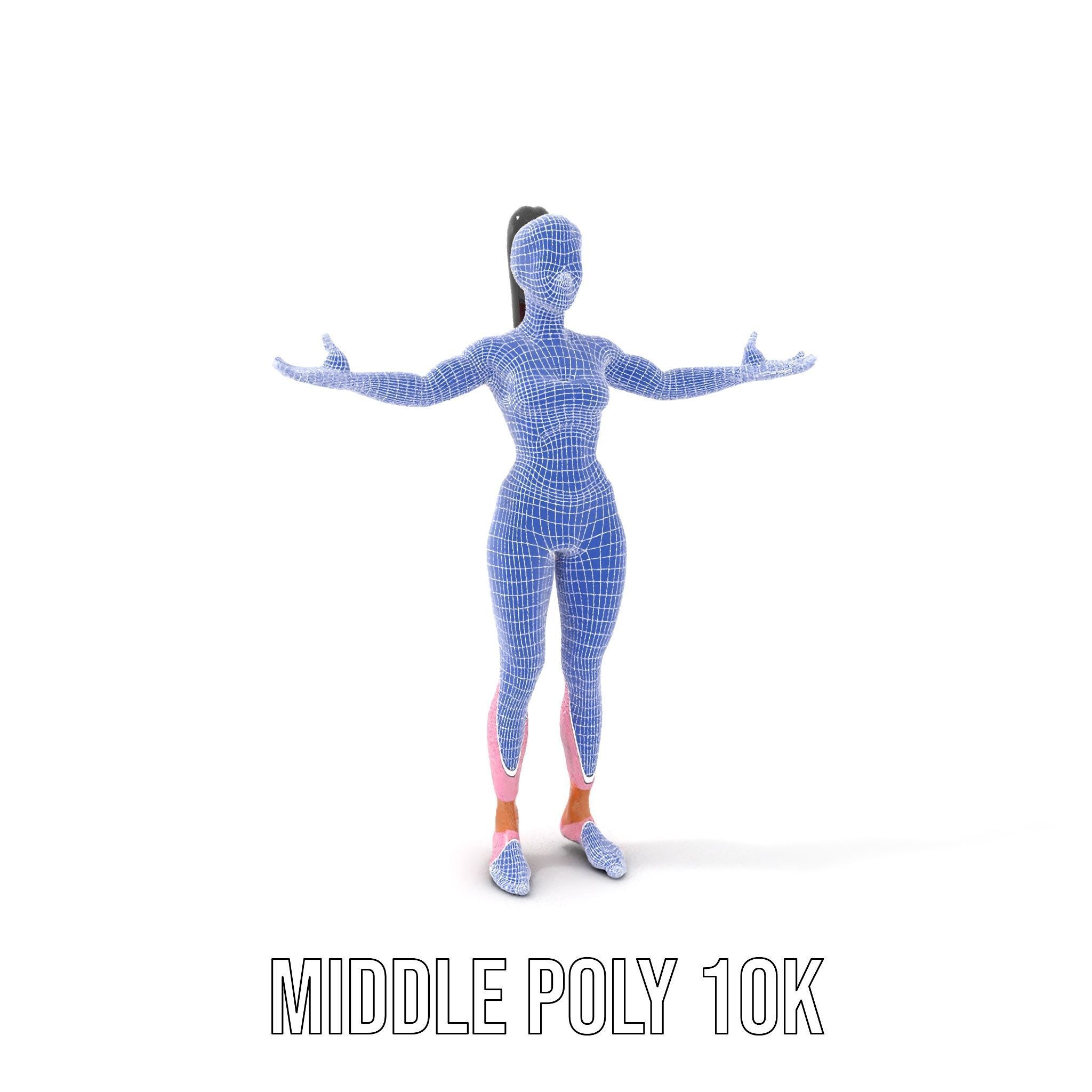 Fitness Female Character Rigged and Animated D Model Low-poly 3D model_31