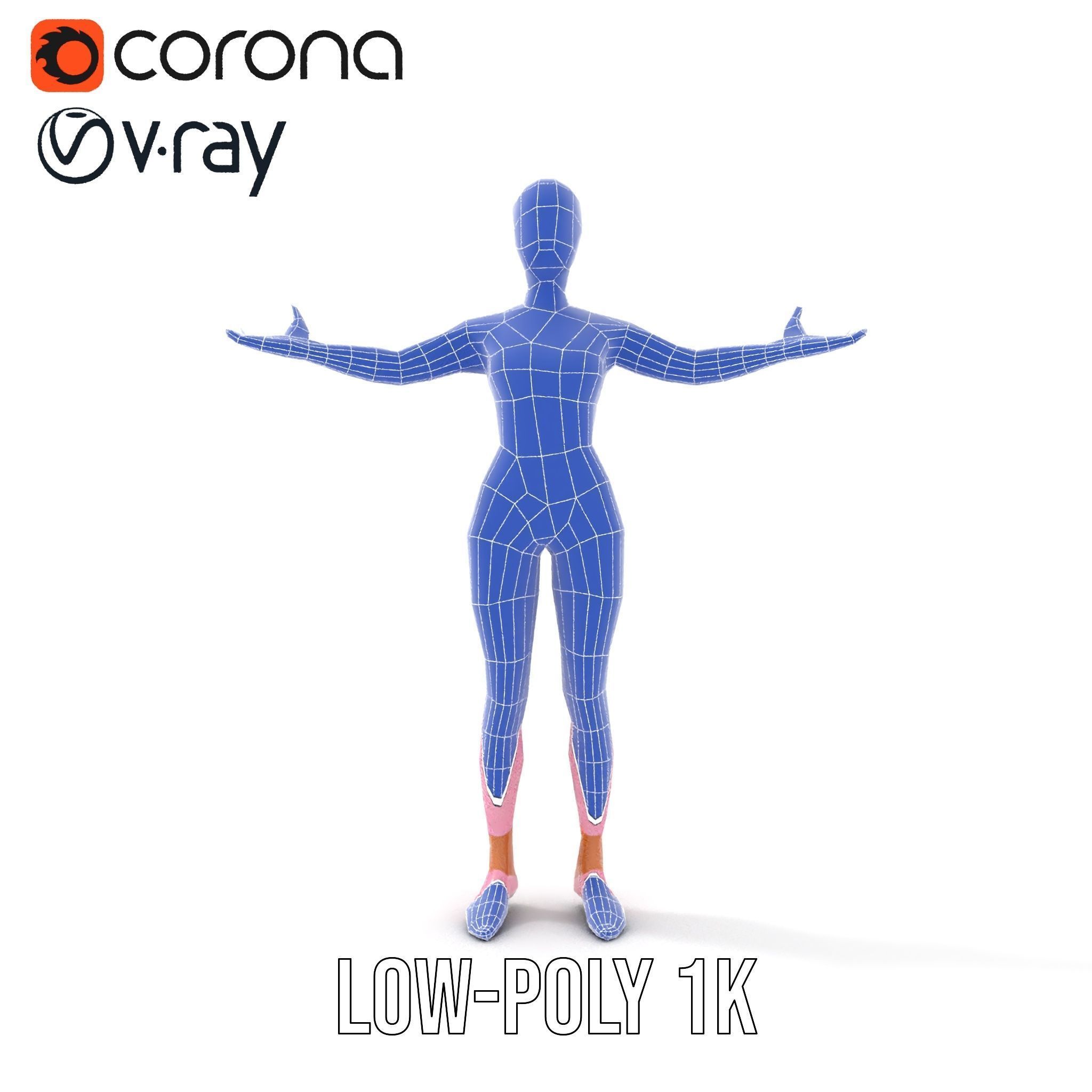 Fitness Female Character Rigged and Animated D Model Low-poly 3D model_20