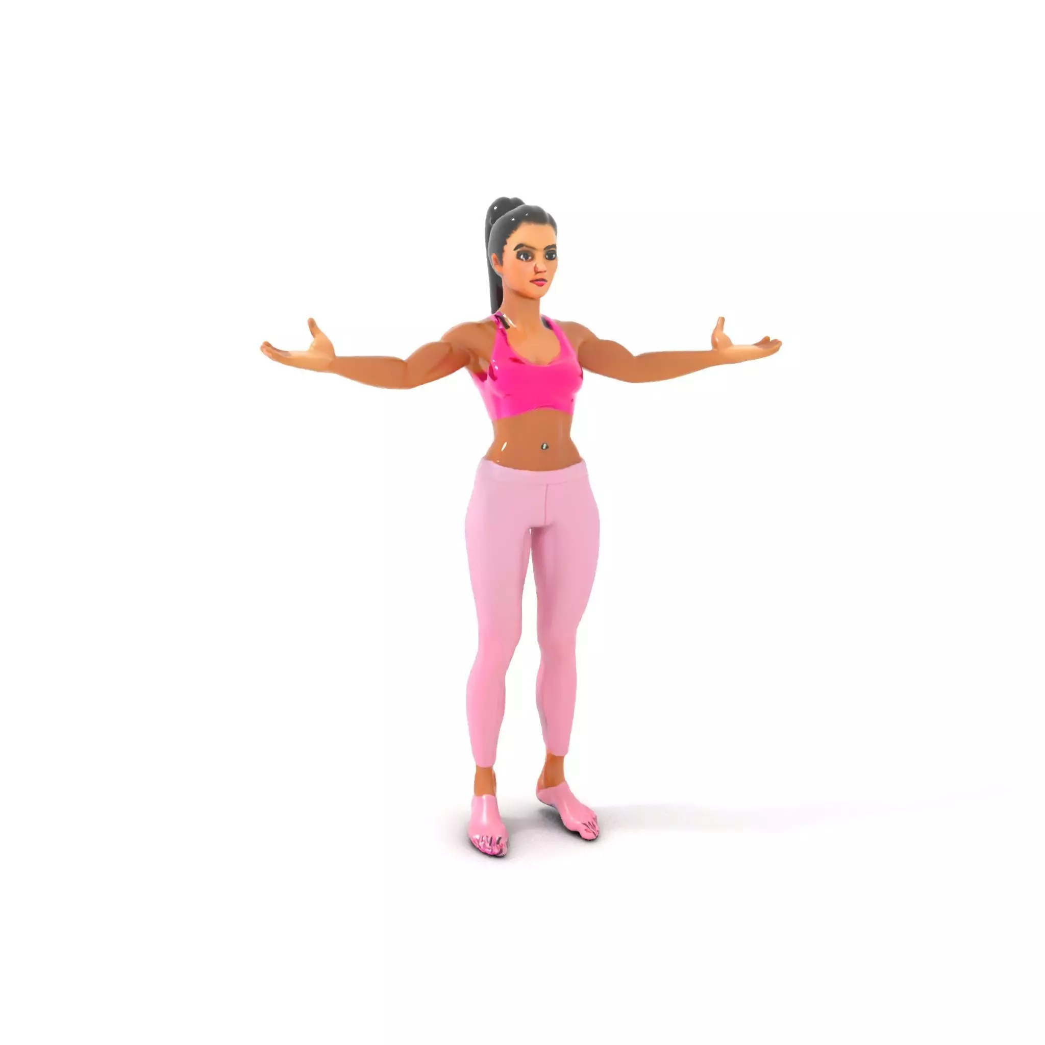Fitness Female Character Rigged and Animated D Model Low-poly 3D model_0