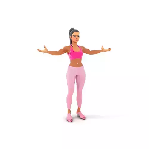 Fitness Female Character Rigged and Animated D Model