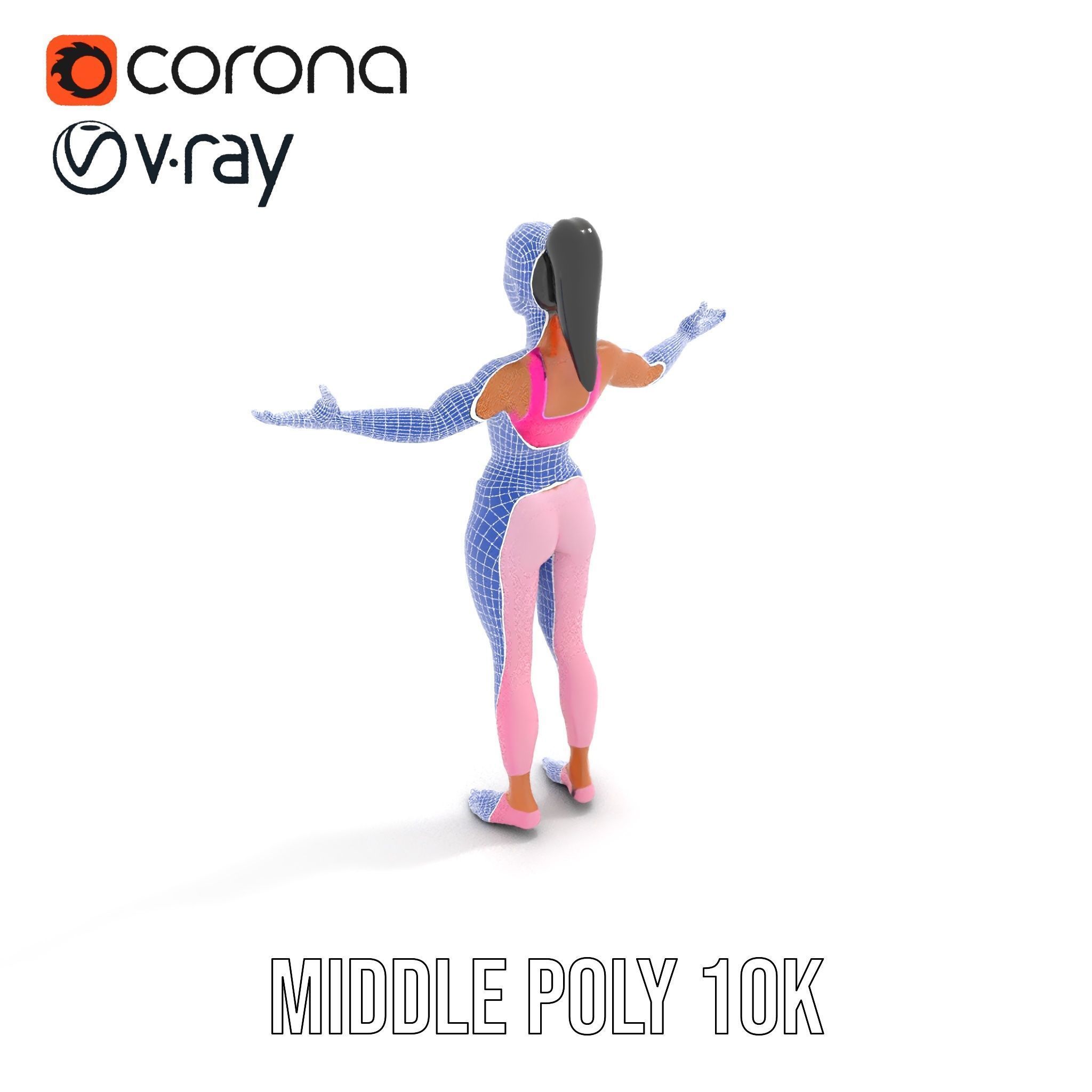 Fitness Female Character Rigged and Animated D Model Low-poly 3D model_28