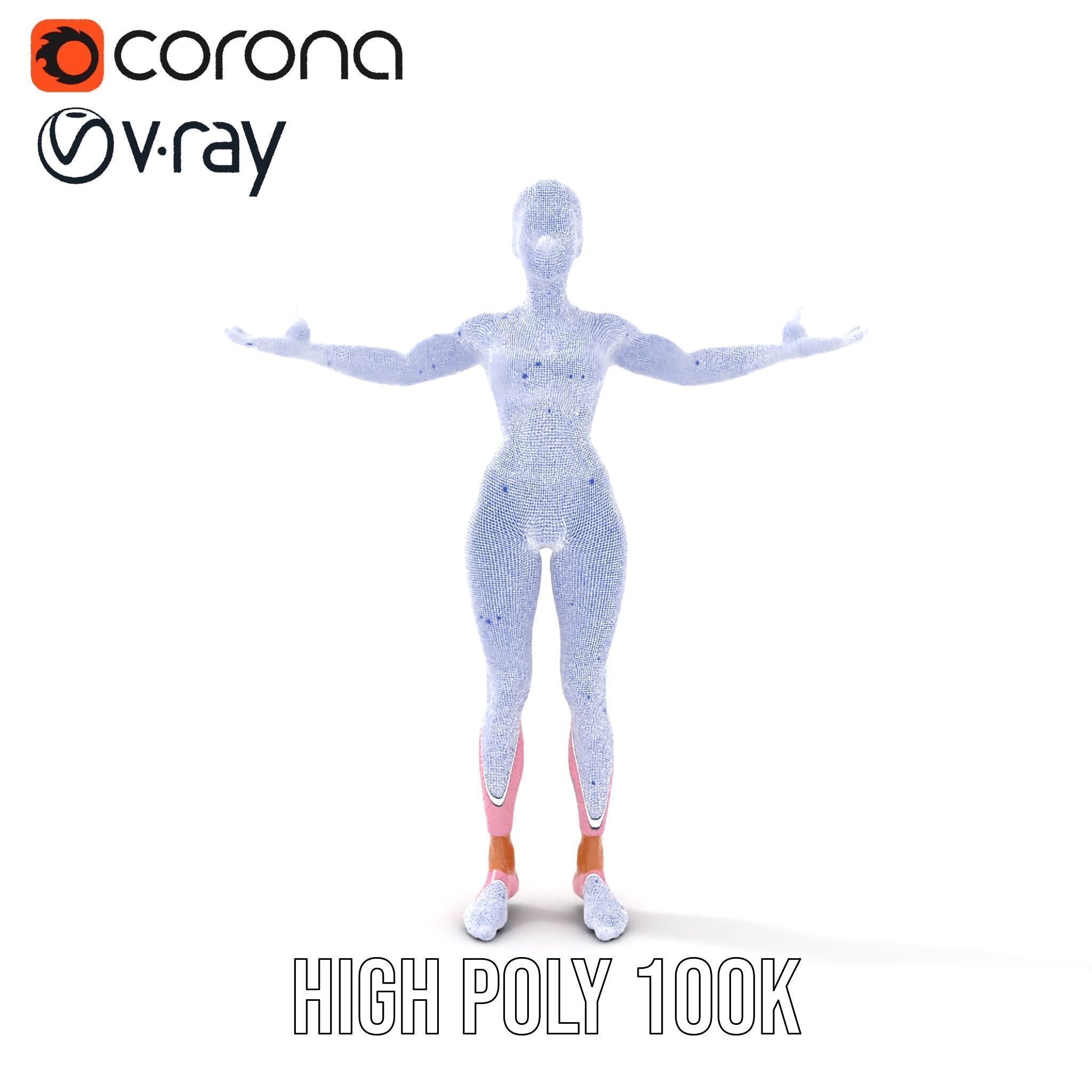 Fitness Female Character Rigged and Animated D Model Low-poly 3D model_37