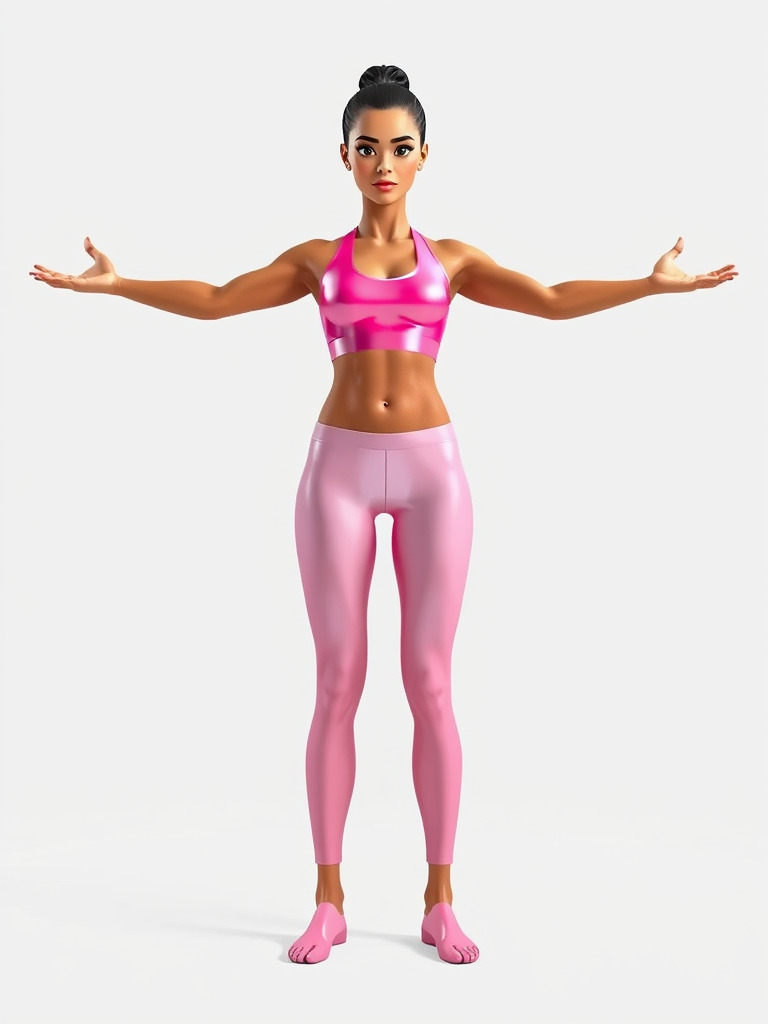 Fitness Female Character Rigged and Animated D Model Low-poly 3D model_3