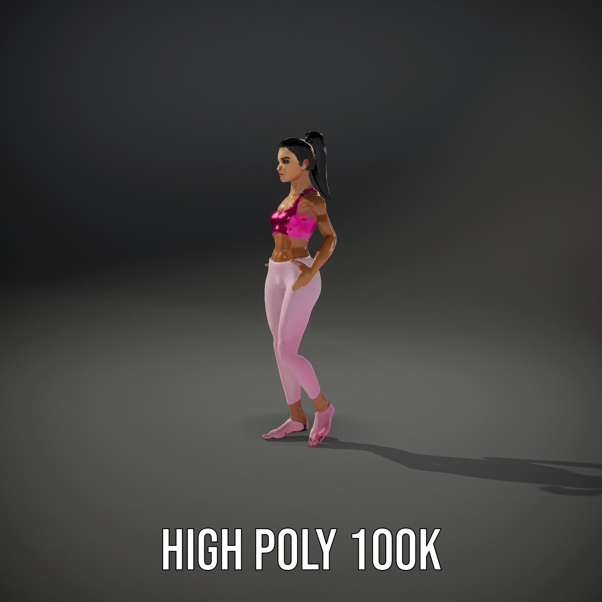 Fitness Female Character Rigged and Animated D Model Low-poly 3D model_10