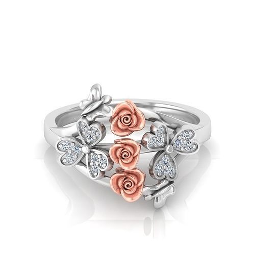 Rose Flower Engagement Ring 3D print model