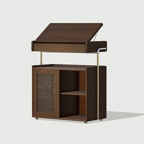 Retro Glass Door Cabinet Low-poly 3D model