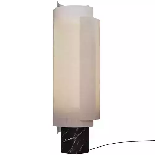Contemporary Floor Lamp 3D Model Linen Shade with Marble Base 3D model
