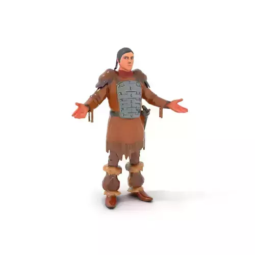 Medieval Warrior with Fur Armor Rigged and Animated D Model