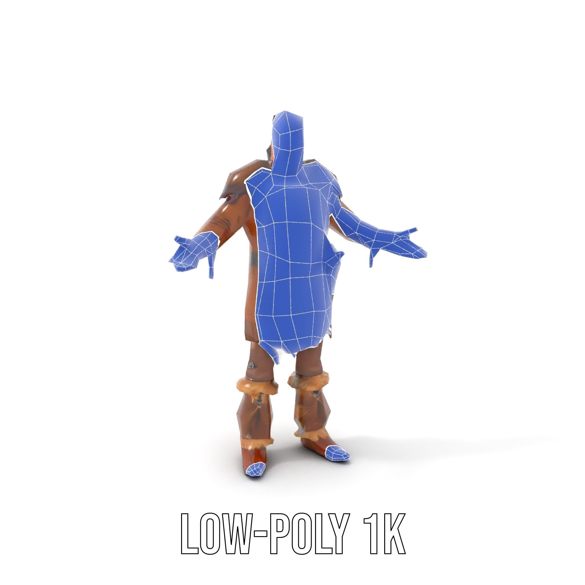 Medieval Warrior with Fur Armor Rigged and Animated D Model Low-poly 3D model_28