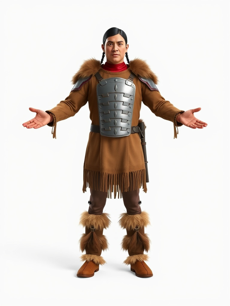 Medieval Warrior with Fur Armor Rigged and Animated D Model Low-poly 3D model_3