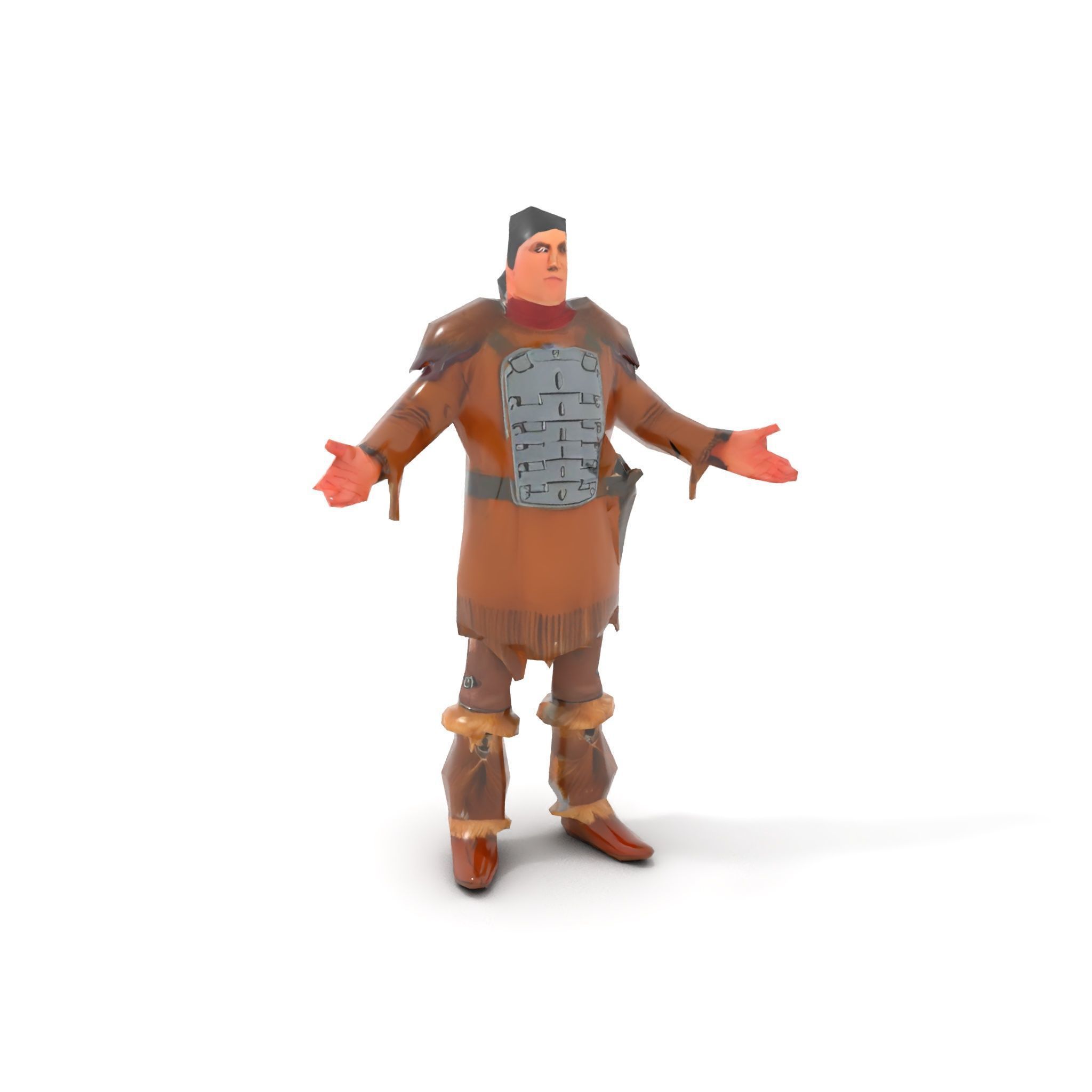 Medieval Warrior with Fur Armor Rigged and Animated D Model Low-poly 3D model_8