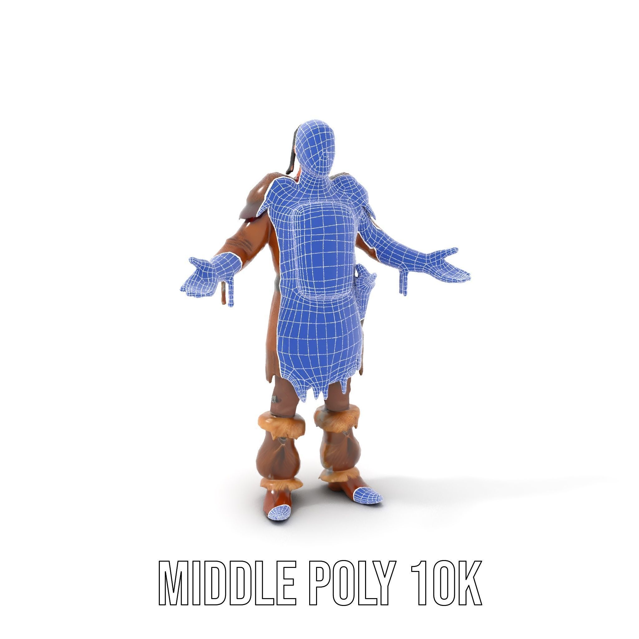 Medieval Warrior with Fur Armor Rigged and Animated D Model Low-poly 3D model_16