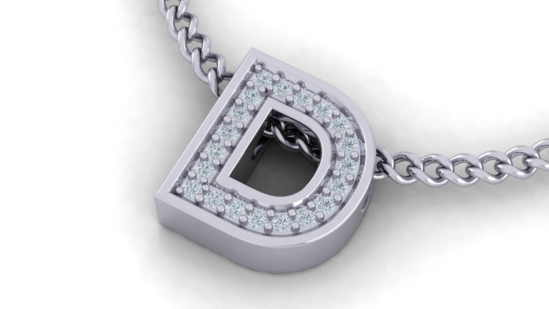 Initial Letter Pendant D 3D print model_1