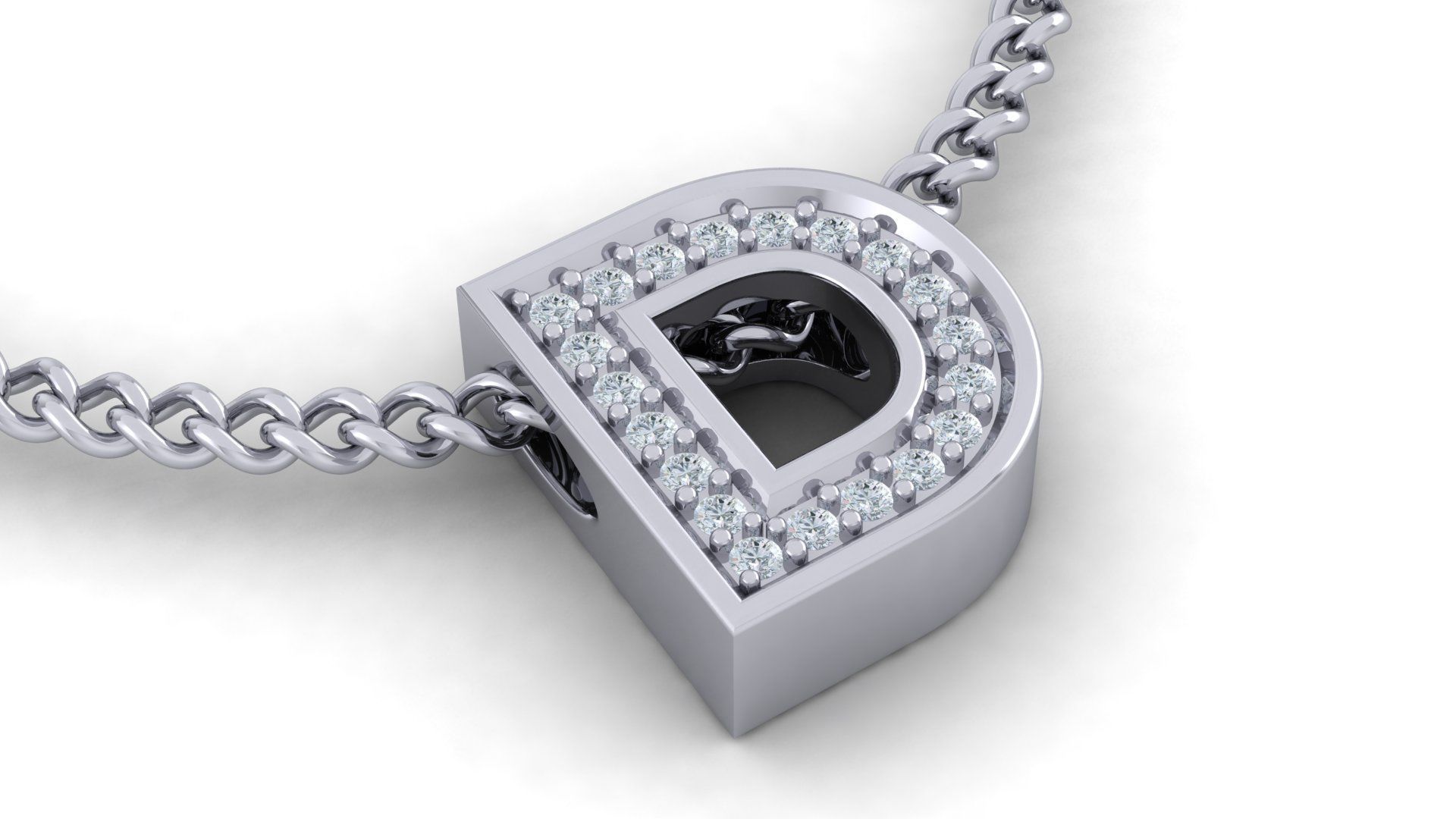 Initial Letter Pendant D 3D print model_2