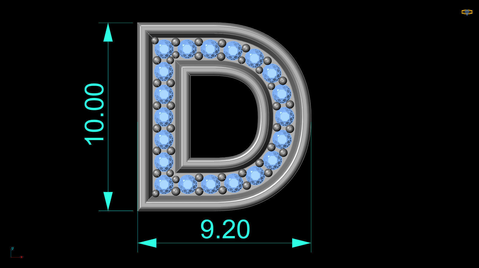Initial Letter Pendant D 3D print model_3