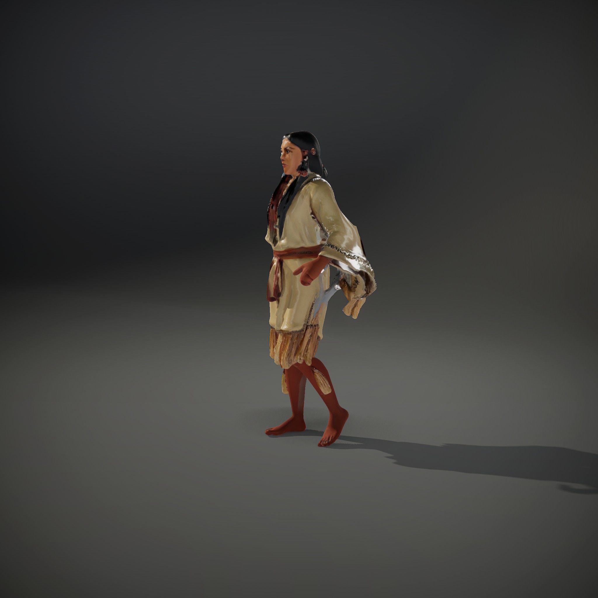 D Character NativeInspired Outfit Rigged and Animated Low-poly 3D model_37