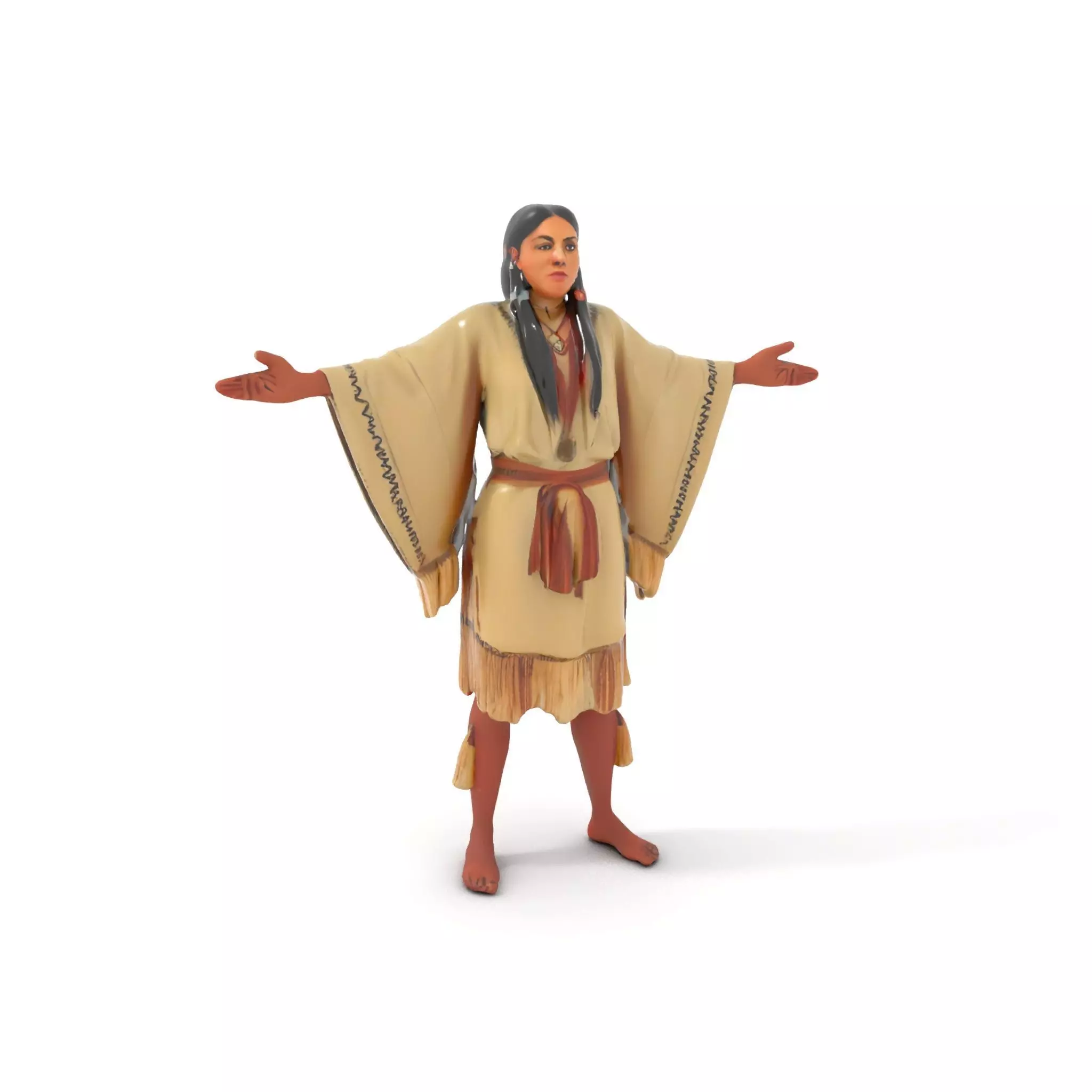 D Character NativeInspired Outfit Rigged and Animated Low-poly 3D model_0