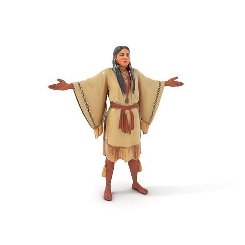 D Character NativeInspired Outfit Rigged and Animated Low-poly 3D model