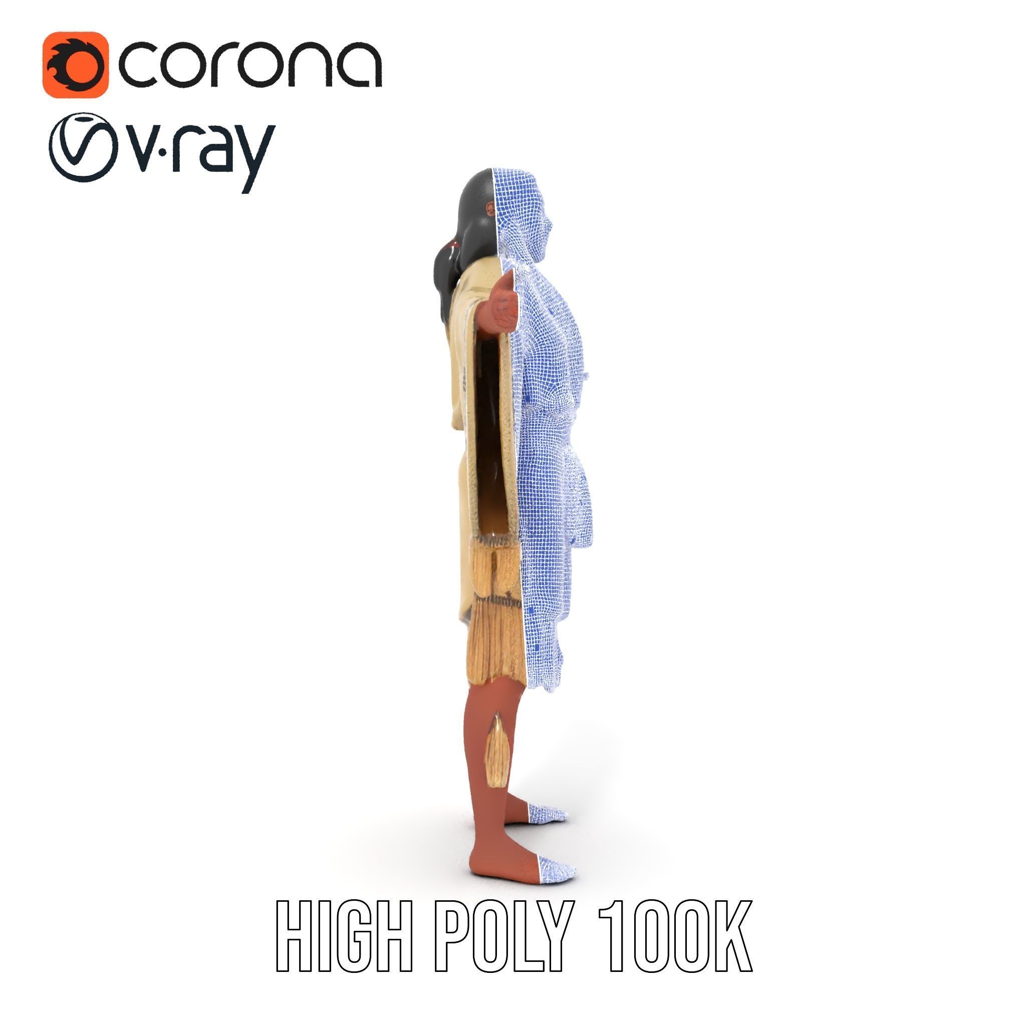 D Character NativeInspired Outfit Rigged and Animated Low-poly 3D model_21