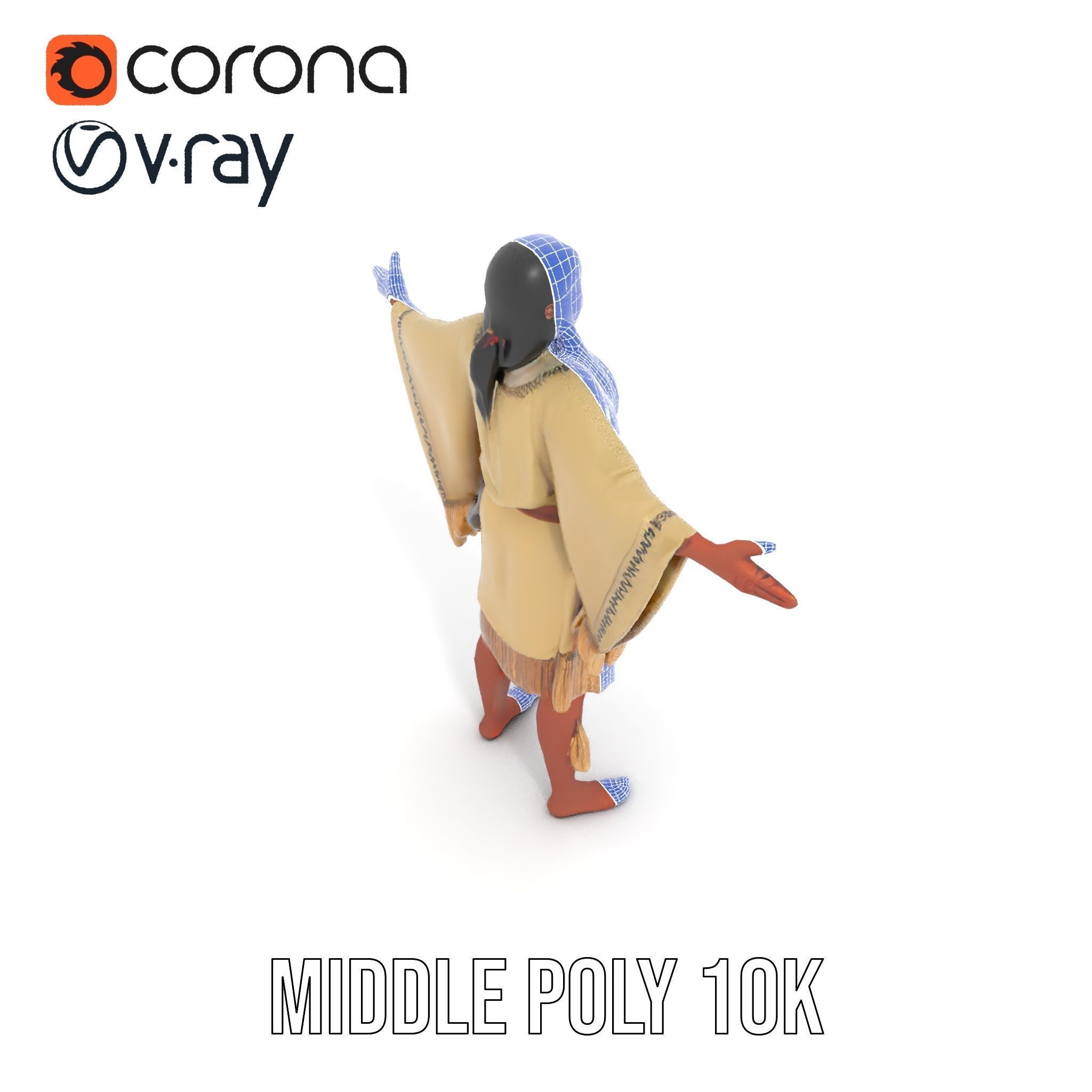 D Character NativeInspired Outfit Rigged and Animated Low-poly 3D model_33