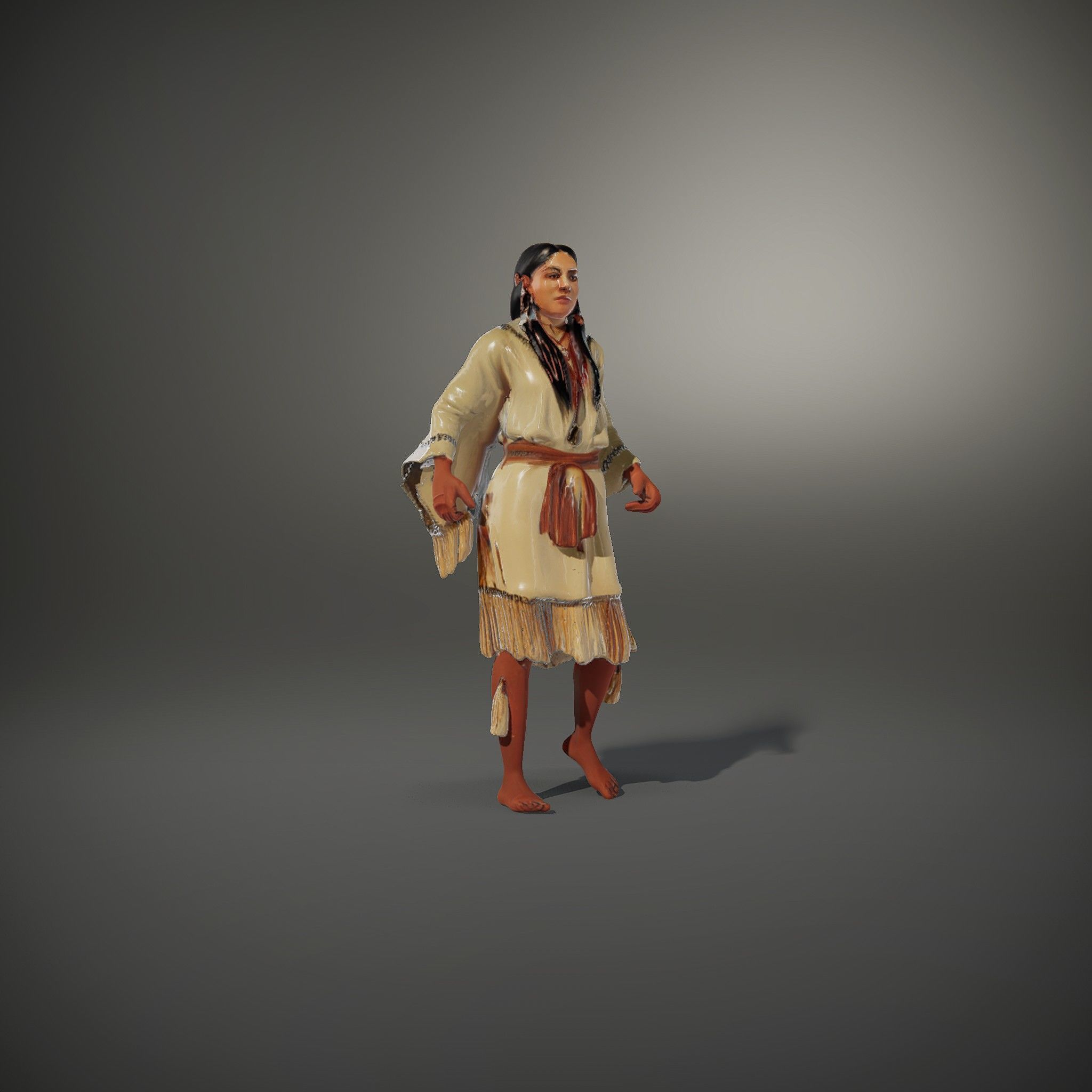 D Character NativeInspired Outfit Rigged and Animated Low-poly 3D model_36
