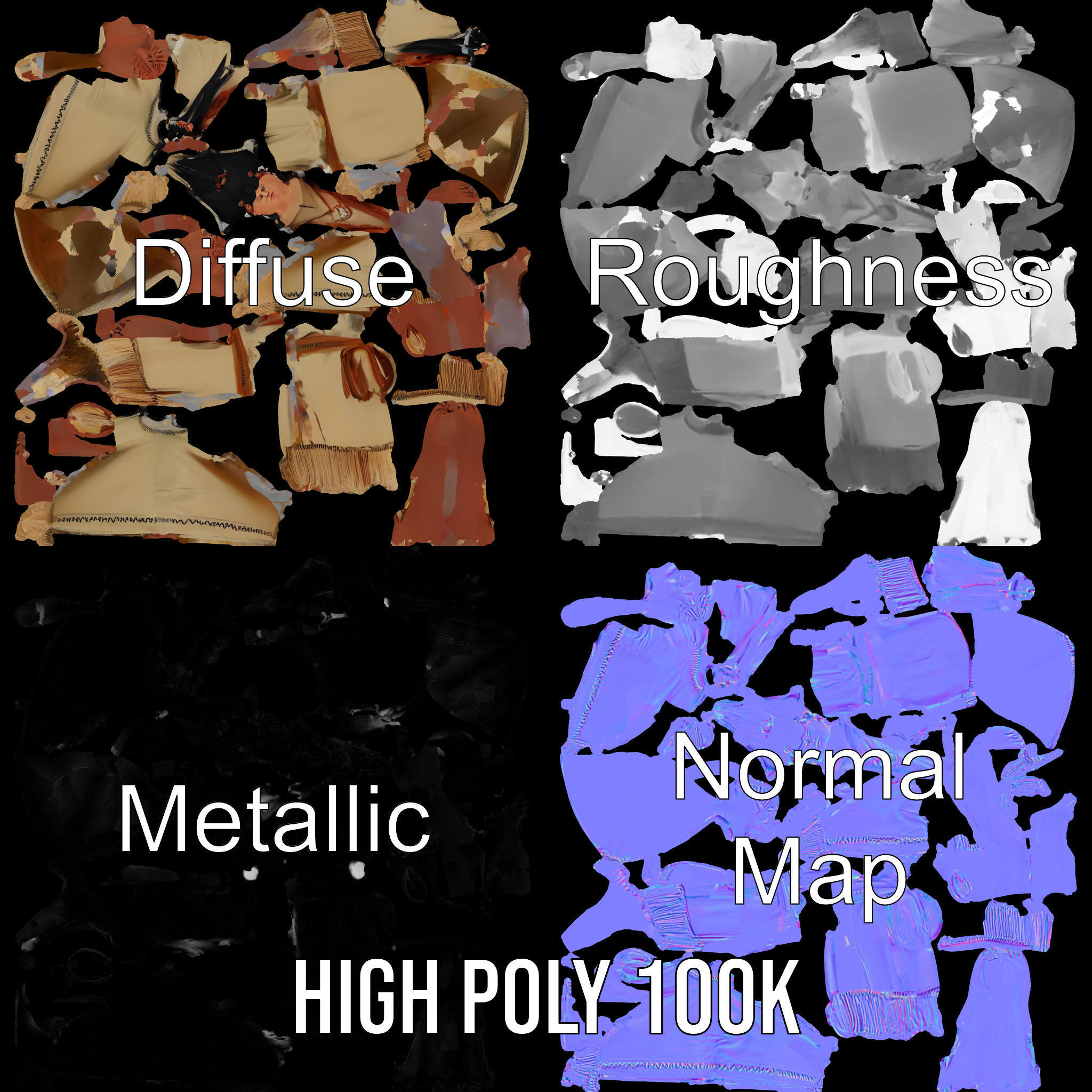 D Character NativeInspired Outfit Rigged and Animated Low-poly 3D model_4