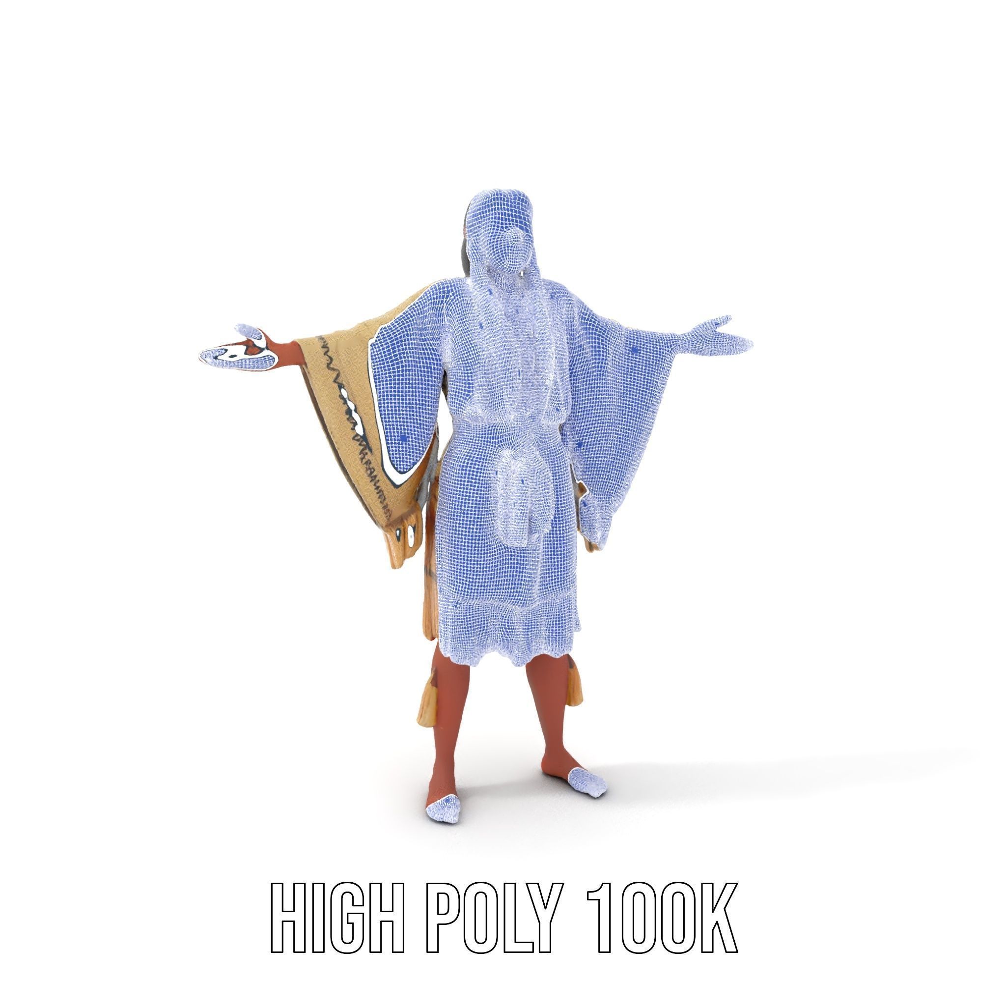 D Character NativeInspired Outfit Rigged and Animated Low-poly 3D model_5