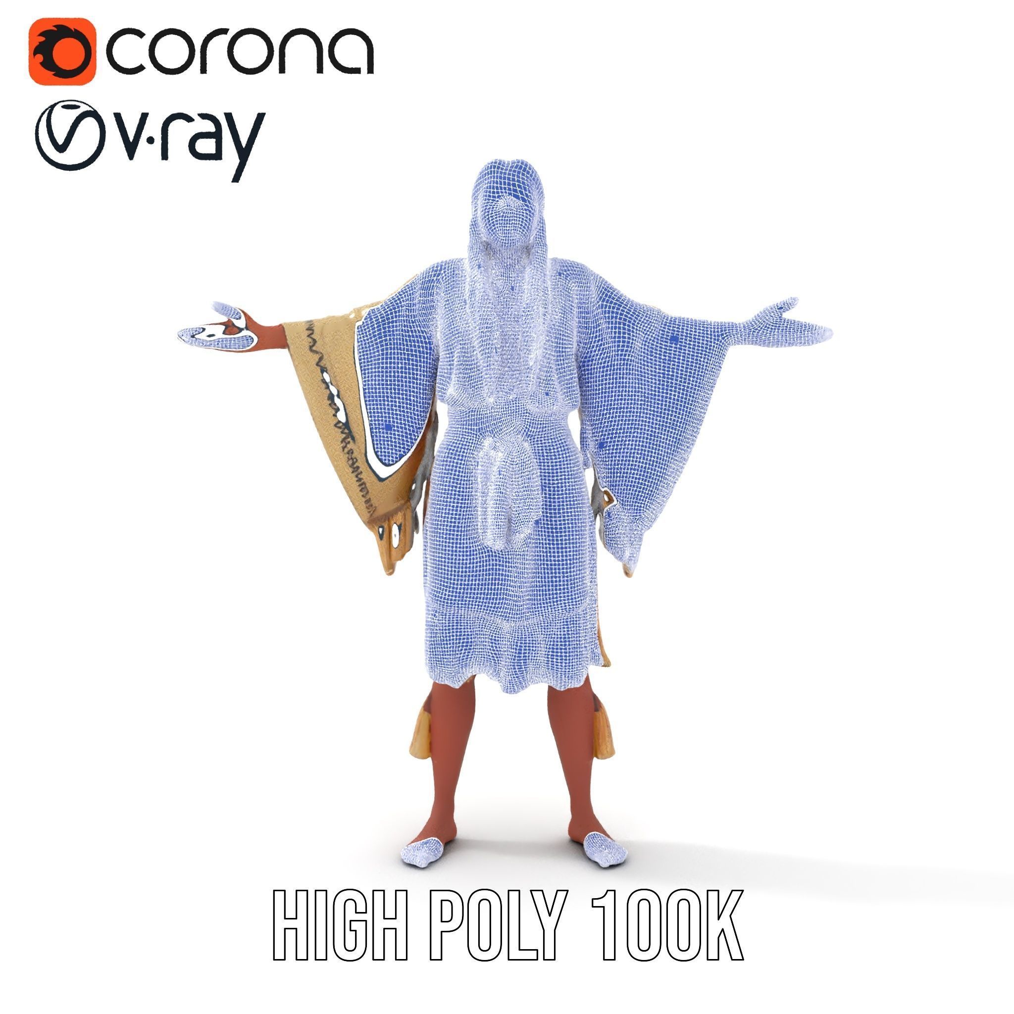 D Character NativeInspired Outfit Rigged and Animated Low-poly 3D model_32